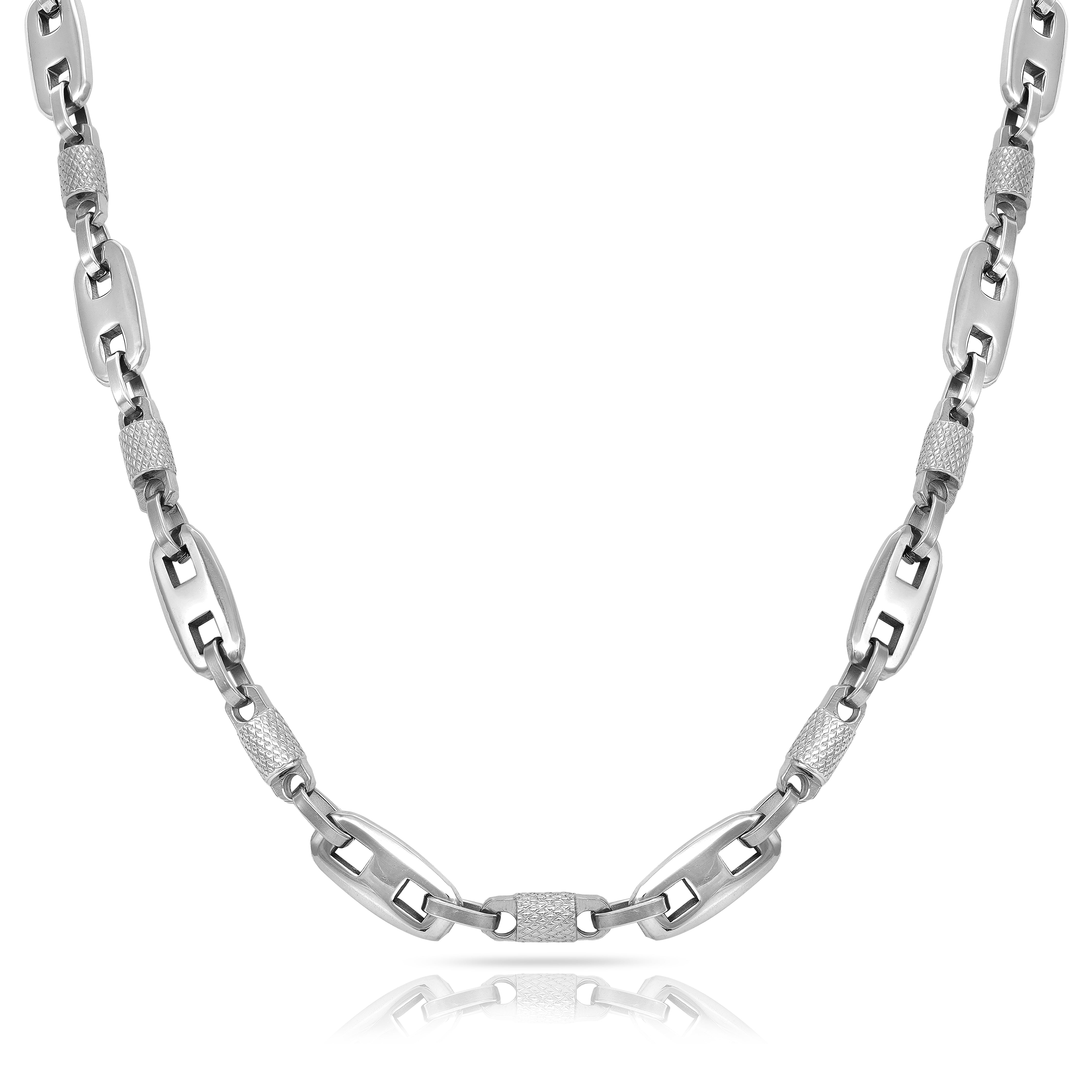 9,5mm Plattenkette + Montecarlo Kette 60cm aus Edelstahl - Taipan Schmuck