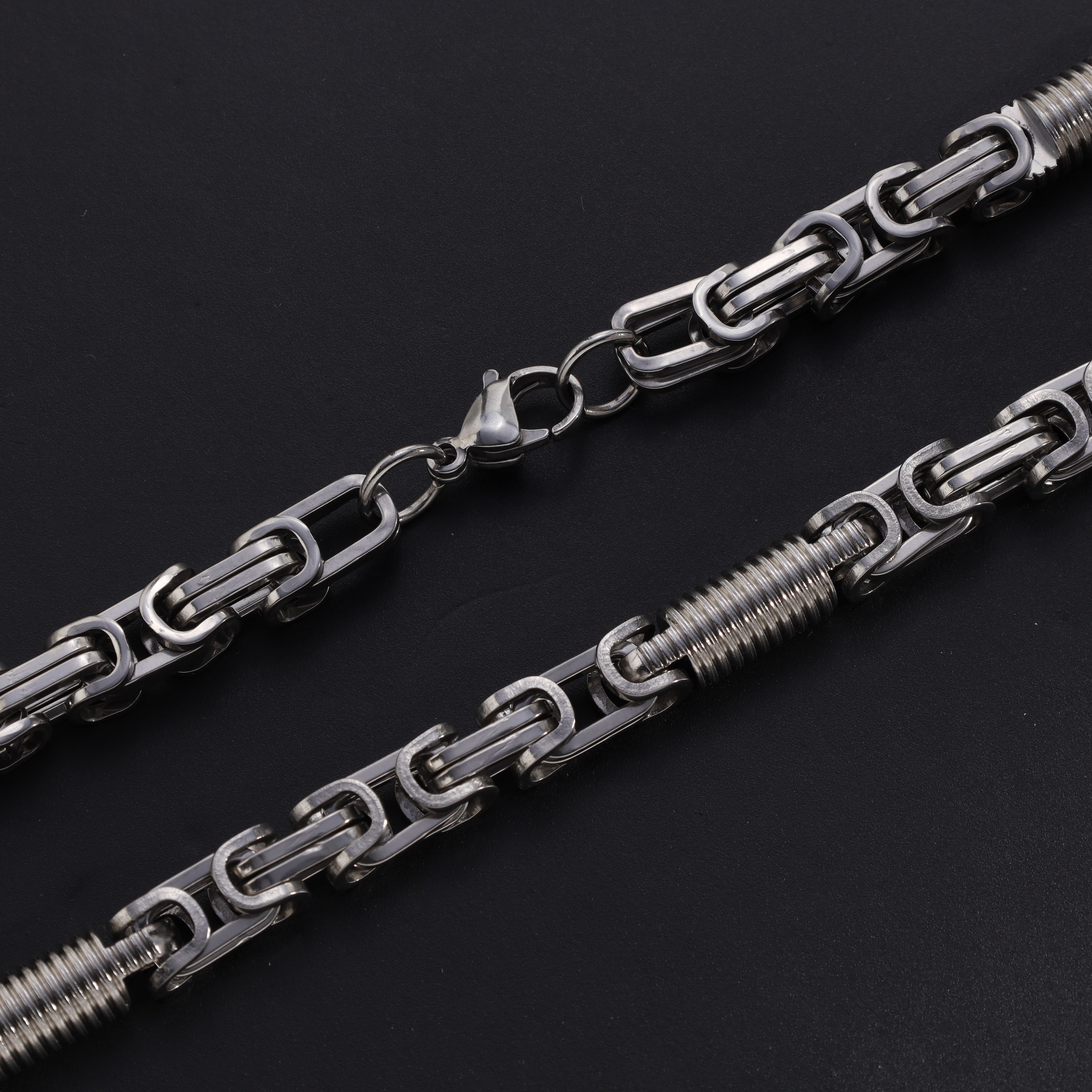 8mm Königskette + Montecarlo Kette 60cm aus Edelstahl - Taipan Schmuck