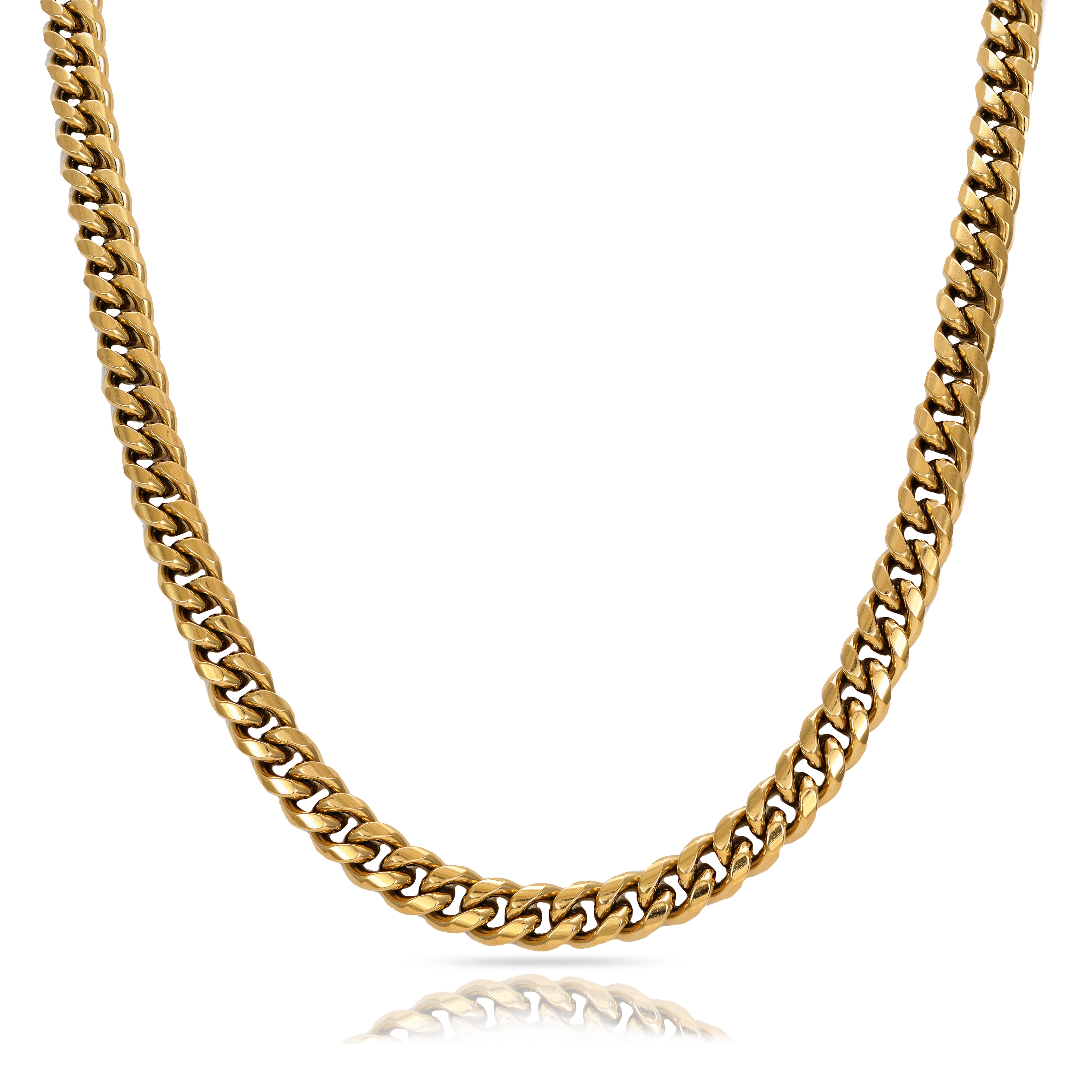 8mm Miami Cuban link aus Edelstahl 18K vergoldet - Taipan Schmuck