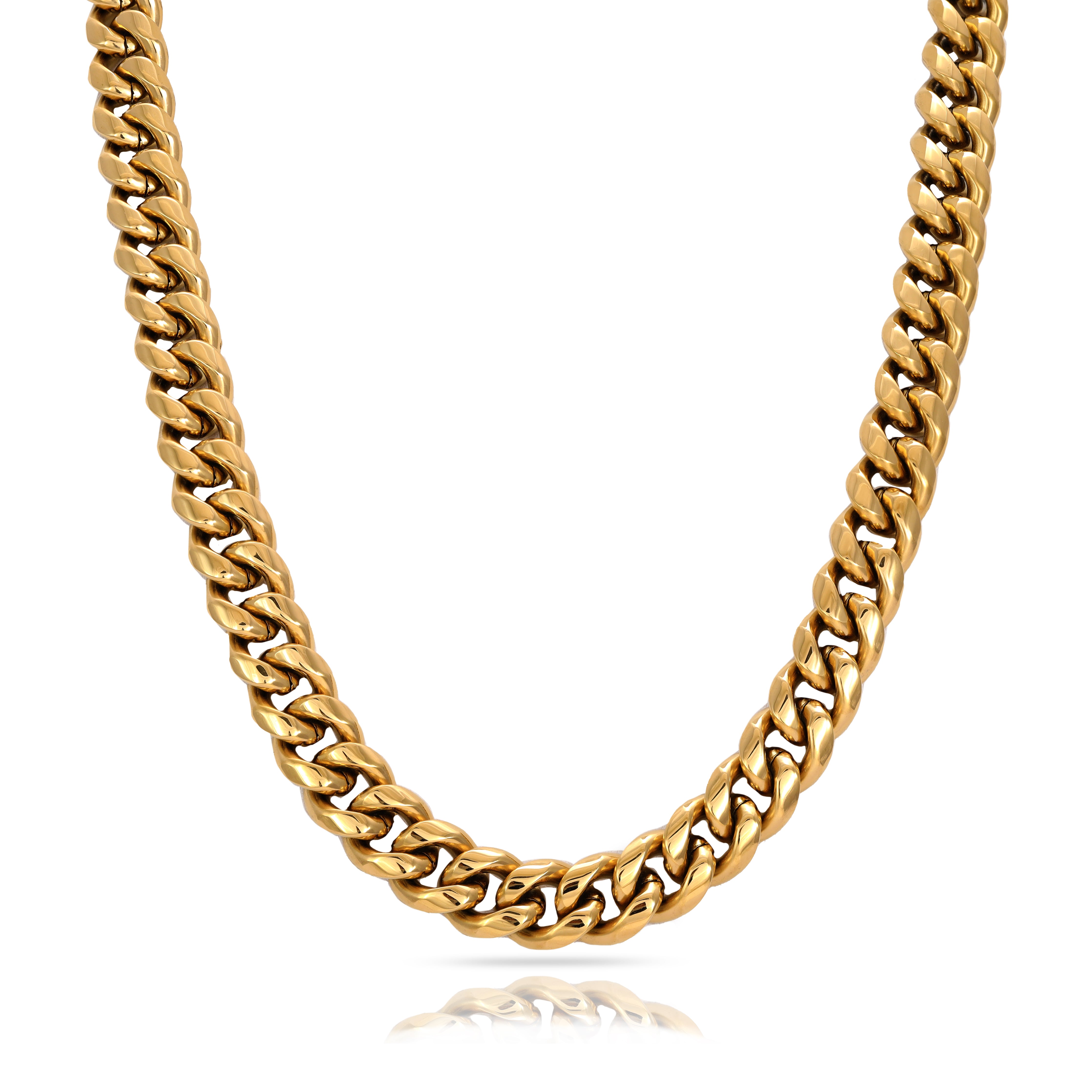 12mm Miami Cuban link aus Edelstahl 18K Vergoldet - Taipan Schmuck