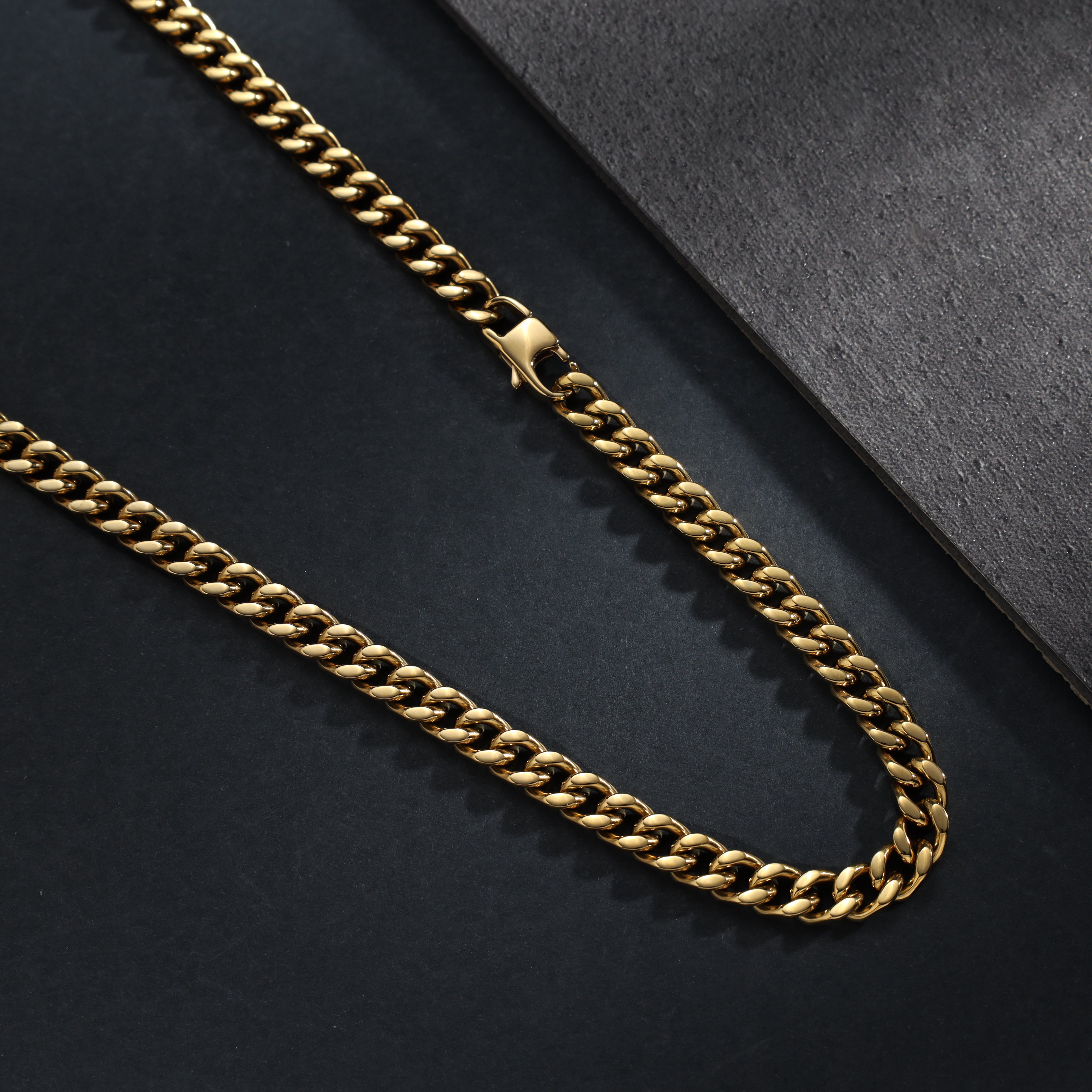 6mm Cuban Link aus Edelstahl 18K vergoldet - Taipan Schmuck