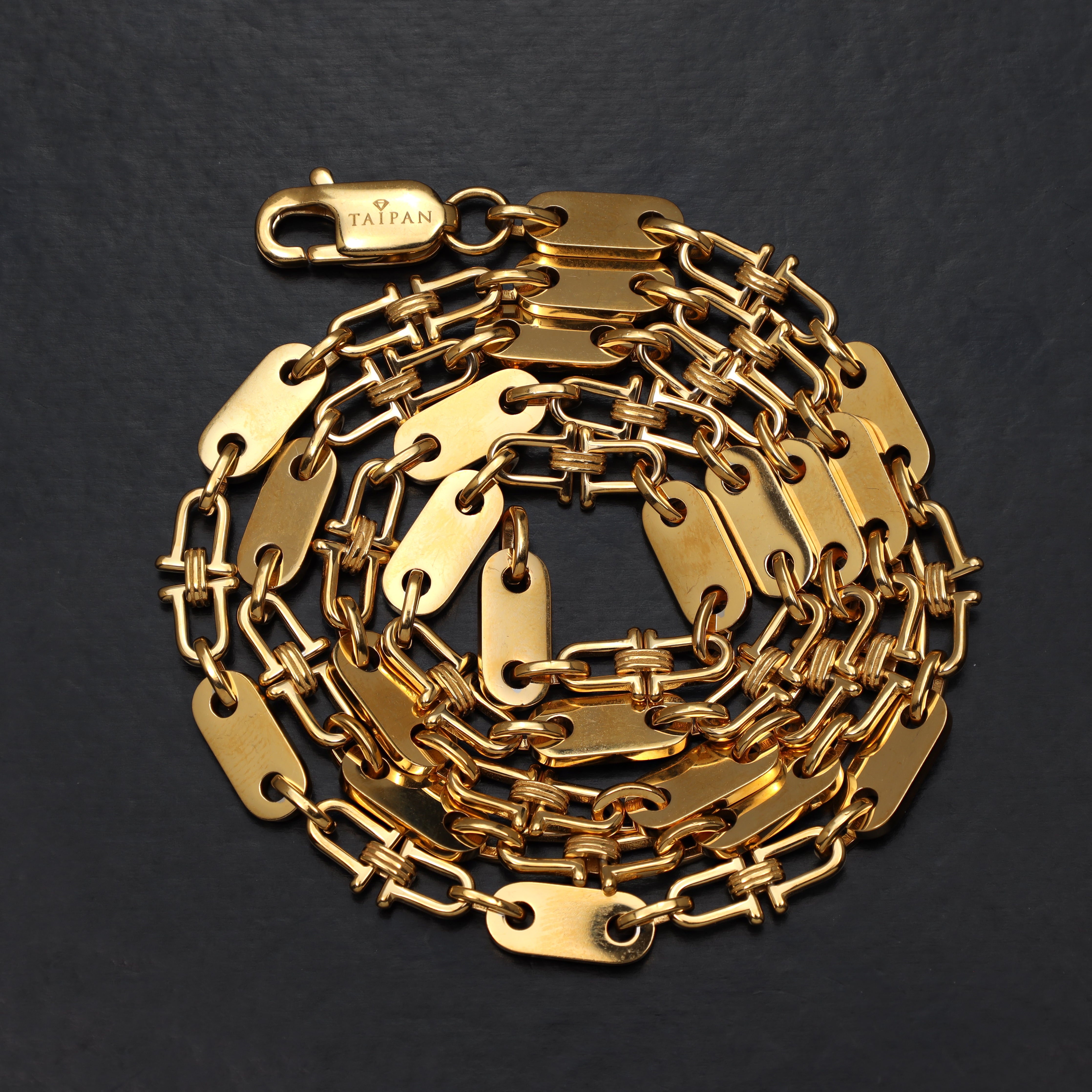 5mm Plattenkette aus Edelstahl 18K Vergoldet - Taipan Schmuck