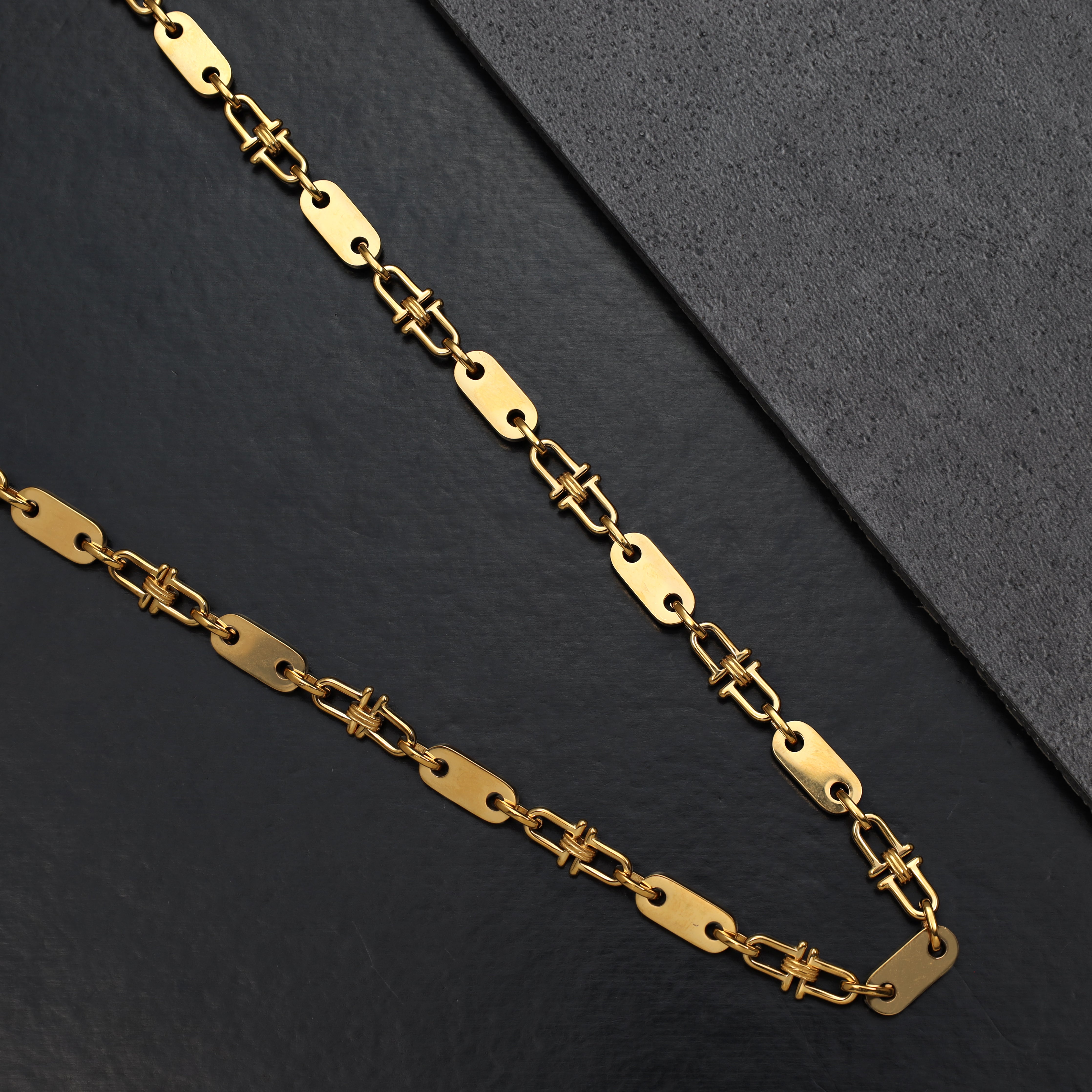 5mm Plattenkette aus Edelstahl 18K Vergoldet - Taipan Schmuck