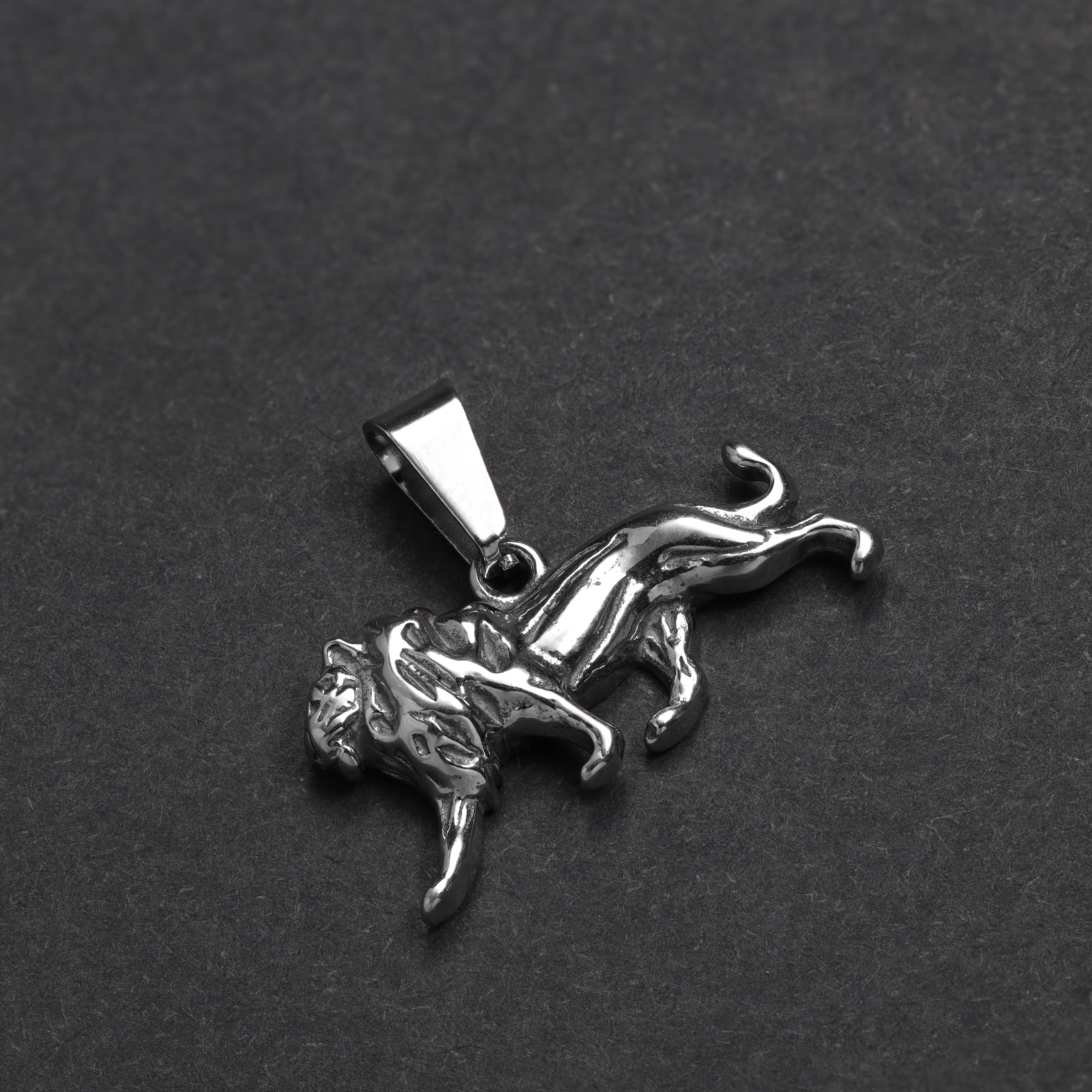 Set Kordelkette Rope Chain mit Löwe Anhänger aus Edelstahl - Taipan Schmuck