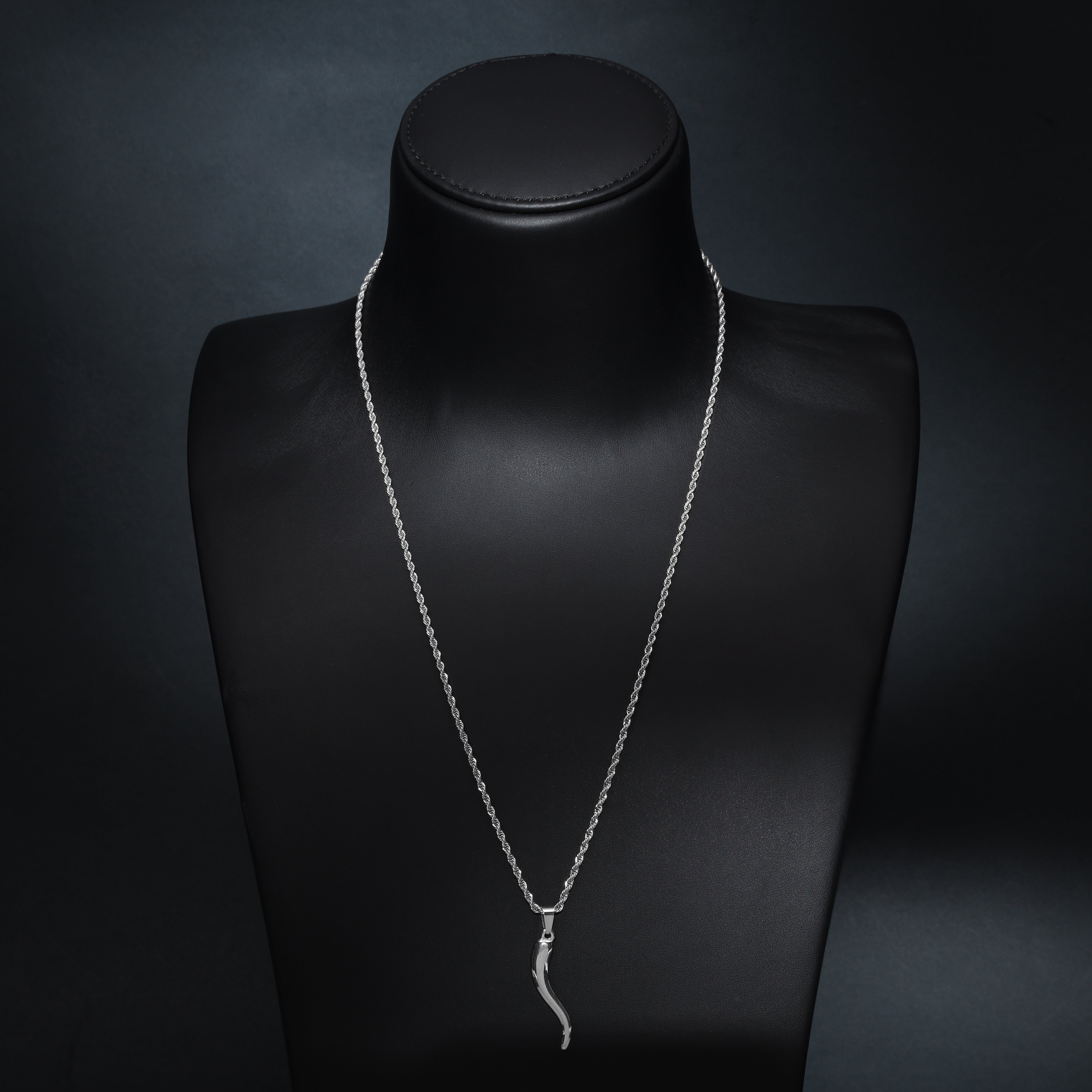 Set Kordelkette Rope Chain mit Chili Anhänger aus Edelstahl - Taipan Schmuck