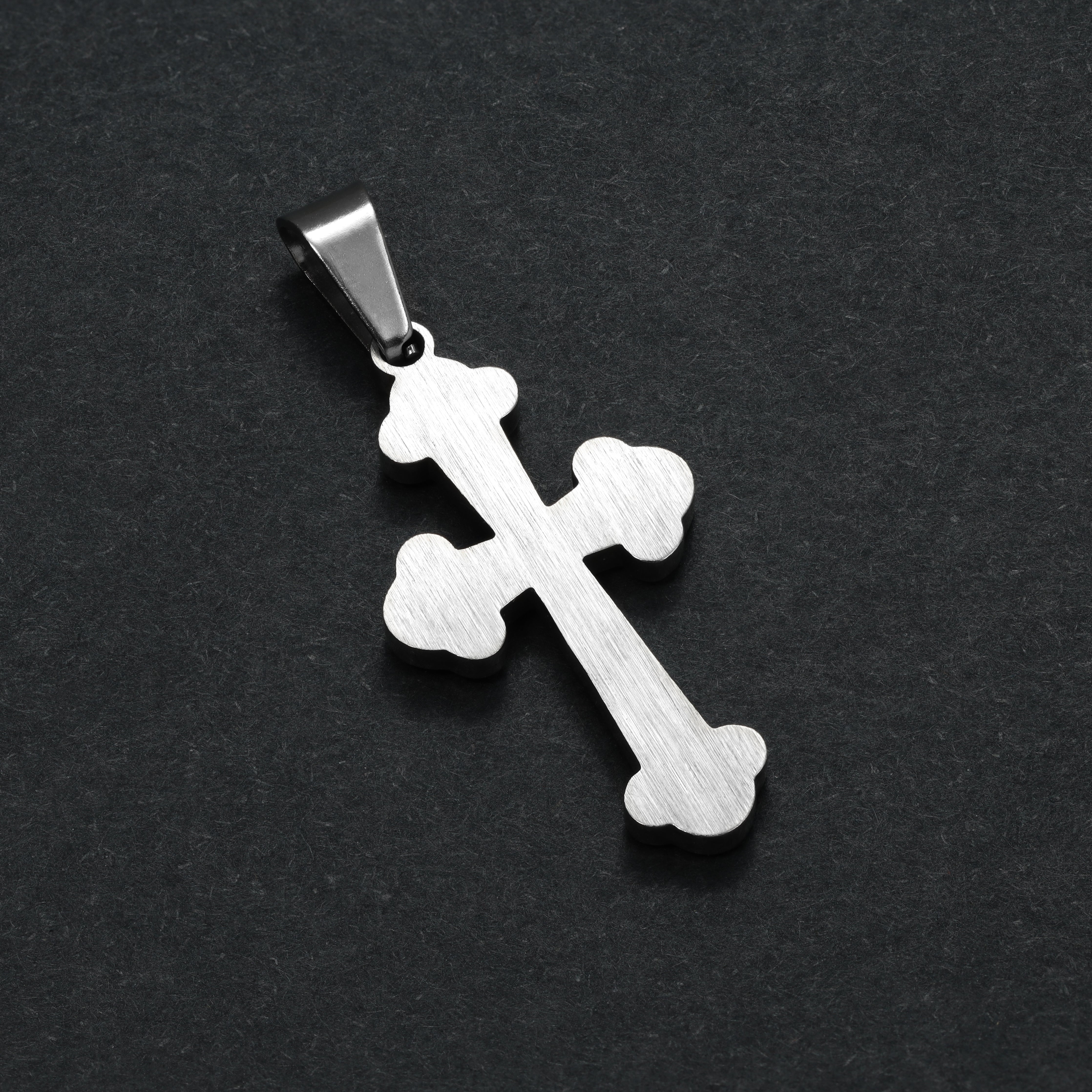 Set Kordelkette Rope Chain mit Iced Out Stil Kreuz Anhänger aus Edelstahl - Taipan Schmuck
