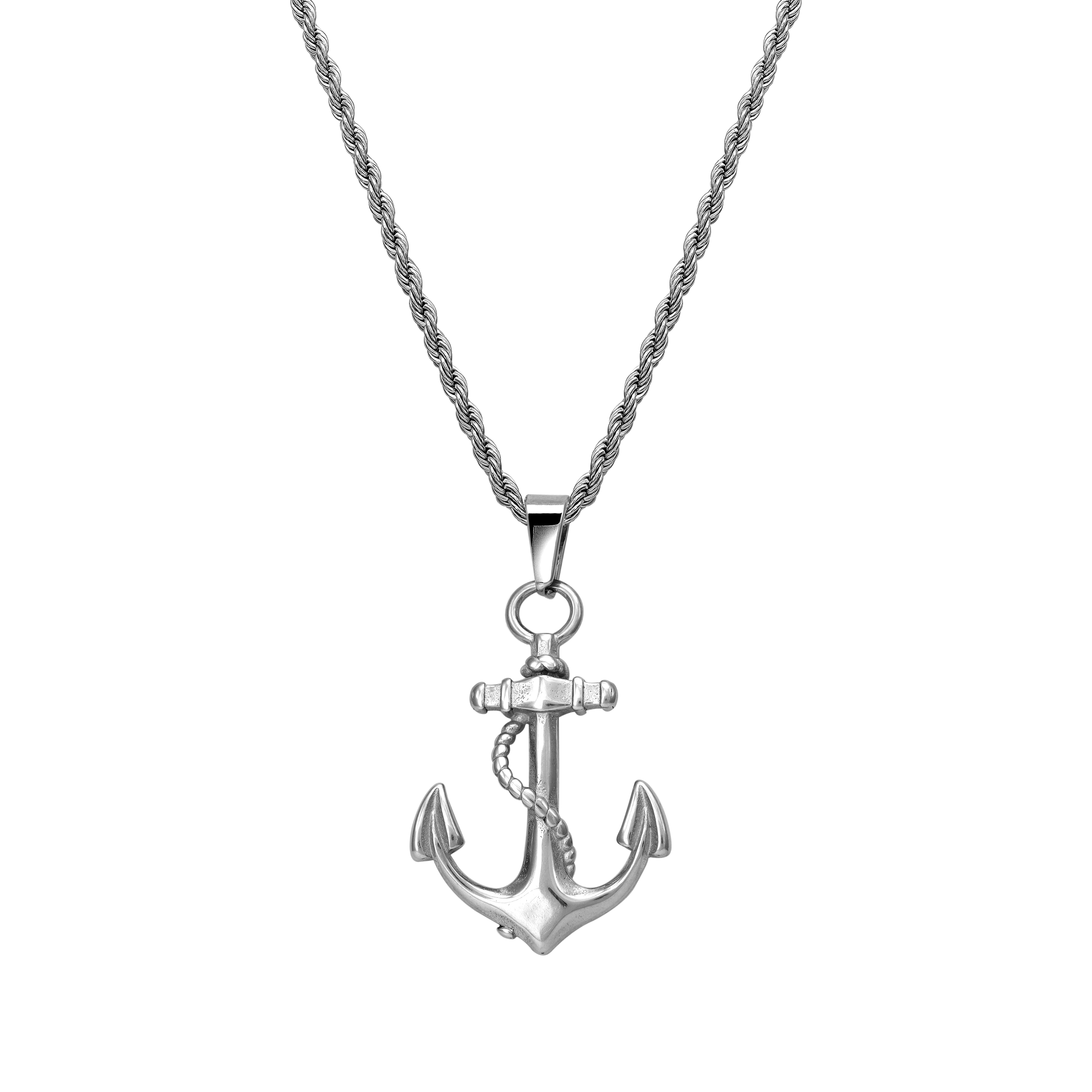 Rope Chain with anchor pendant made of stainless steel