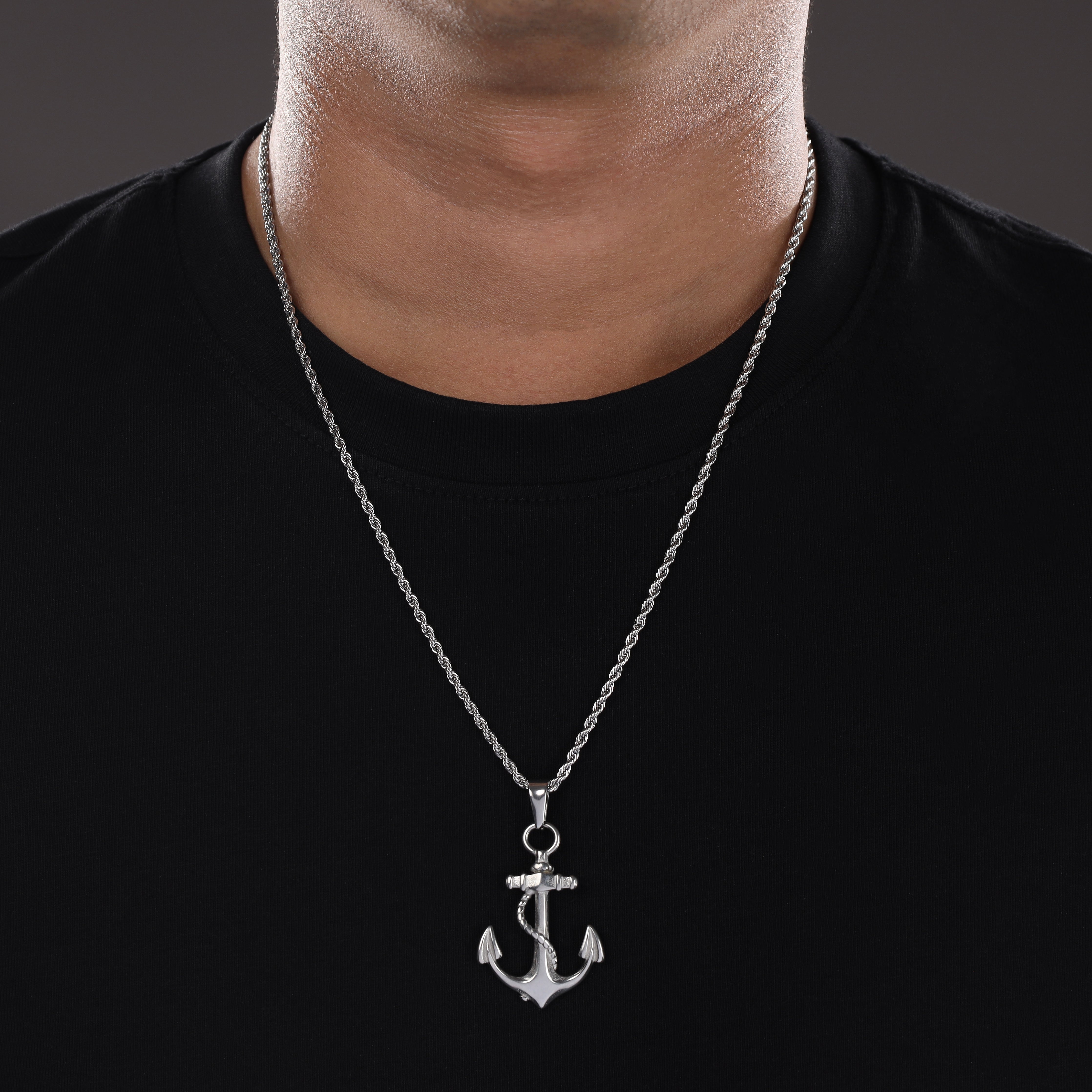 Rope Chain with anchor pendant made of stainless steel