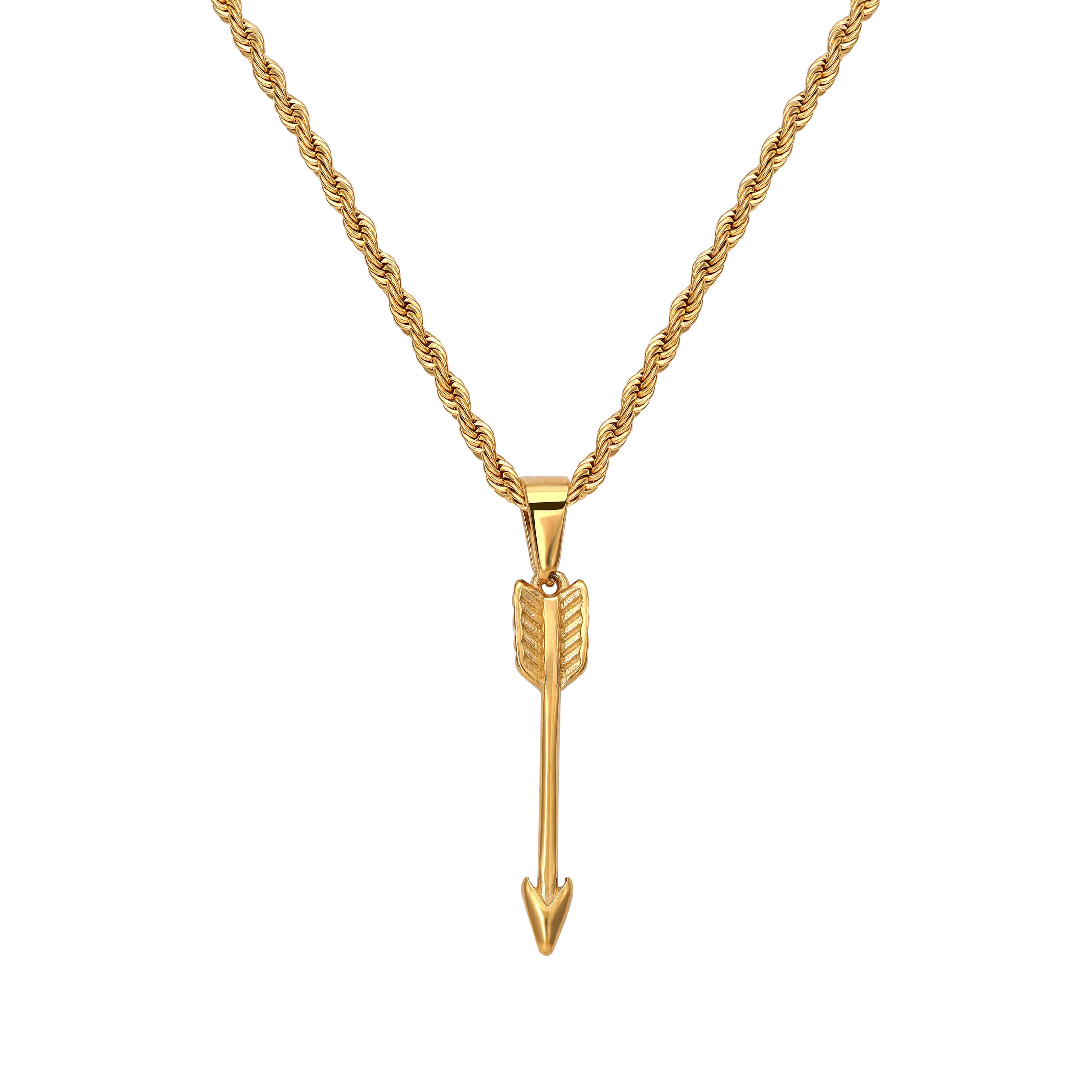 Kordelkette mit Pfeil Anhänger aus Edelstahl 18K vergoldet - Taipan Schmuck