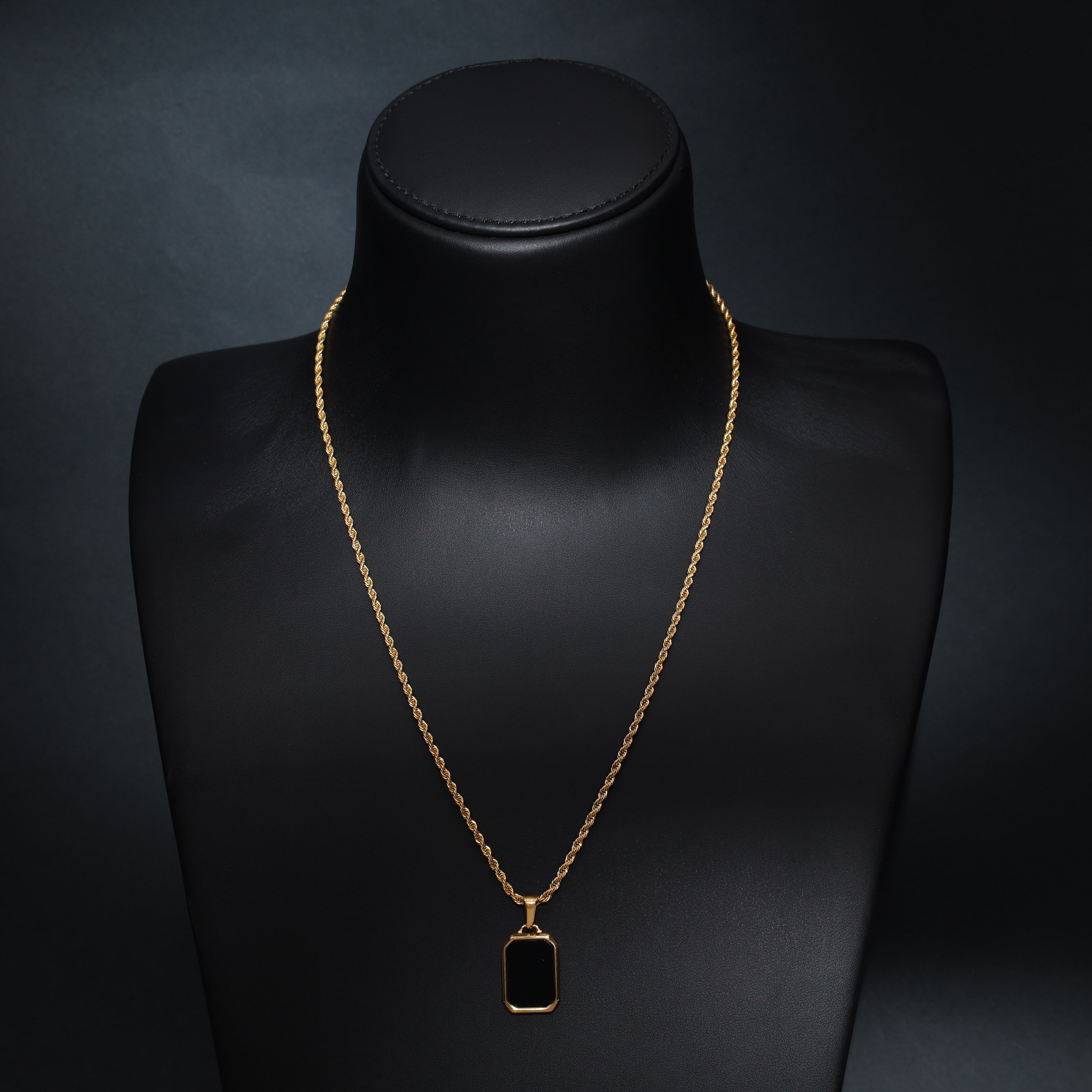 Set Kordelkette Rope Chain mit Anhänger aus Edelstahl 18K vergoldet - Taipan Schmuck