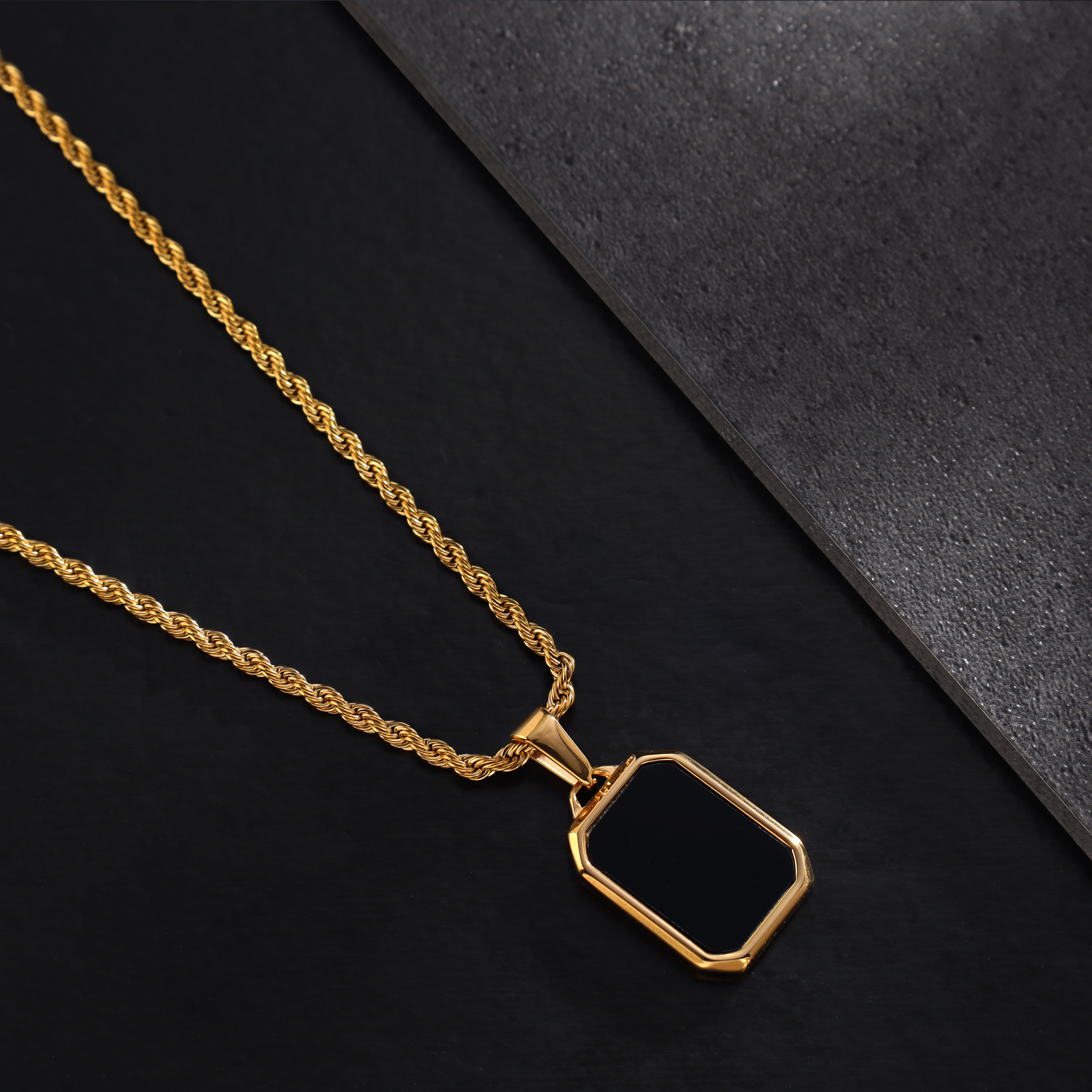 Set Kordelkette Rope Chain mit Anhänger aus Edelstahl 18K vergoldet - Taipan Schmuck