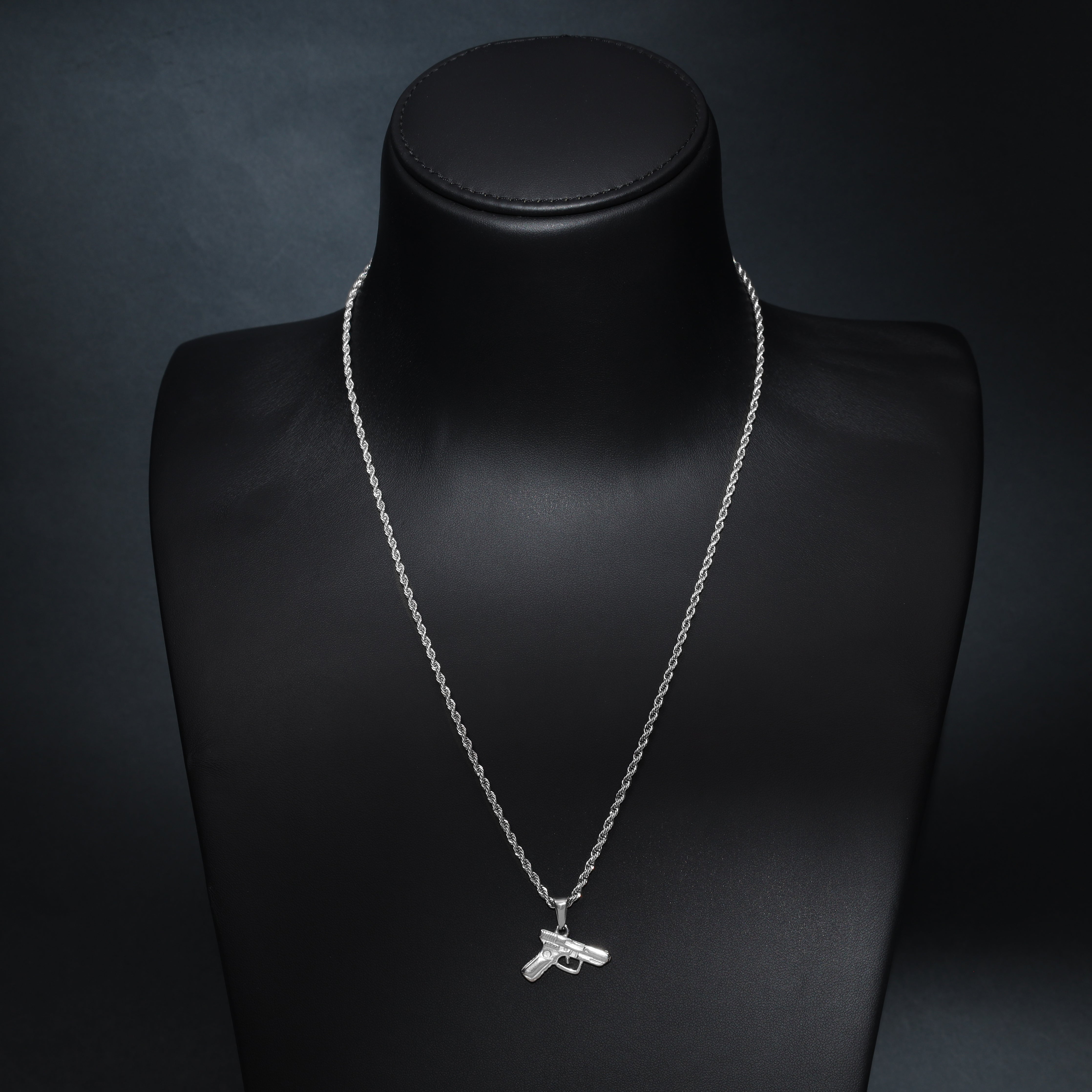 Rope Chain with pistol pendant made of stainless steel