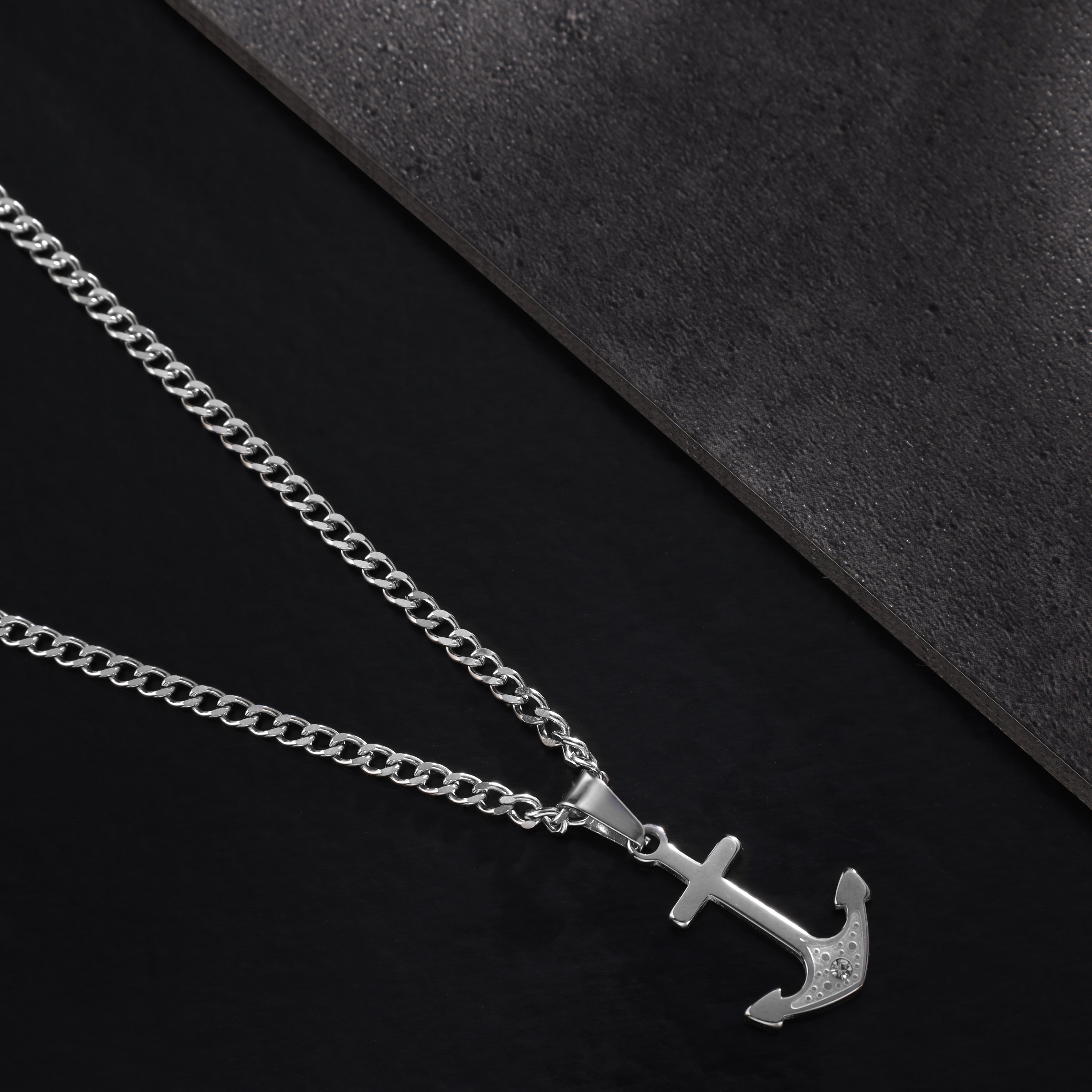SET Kordelkette + Panzerkette mit Anker Anhänger aus Edelstahl - Taipan Schmuck
