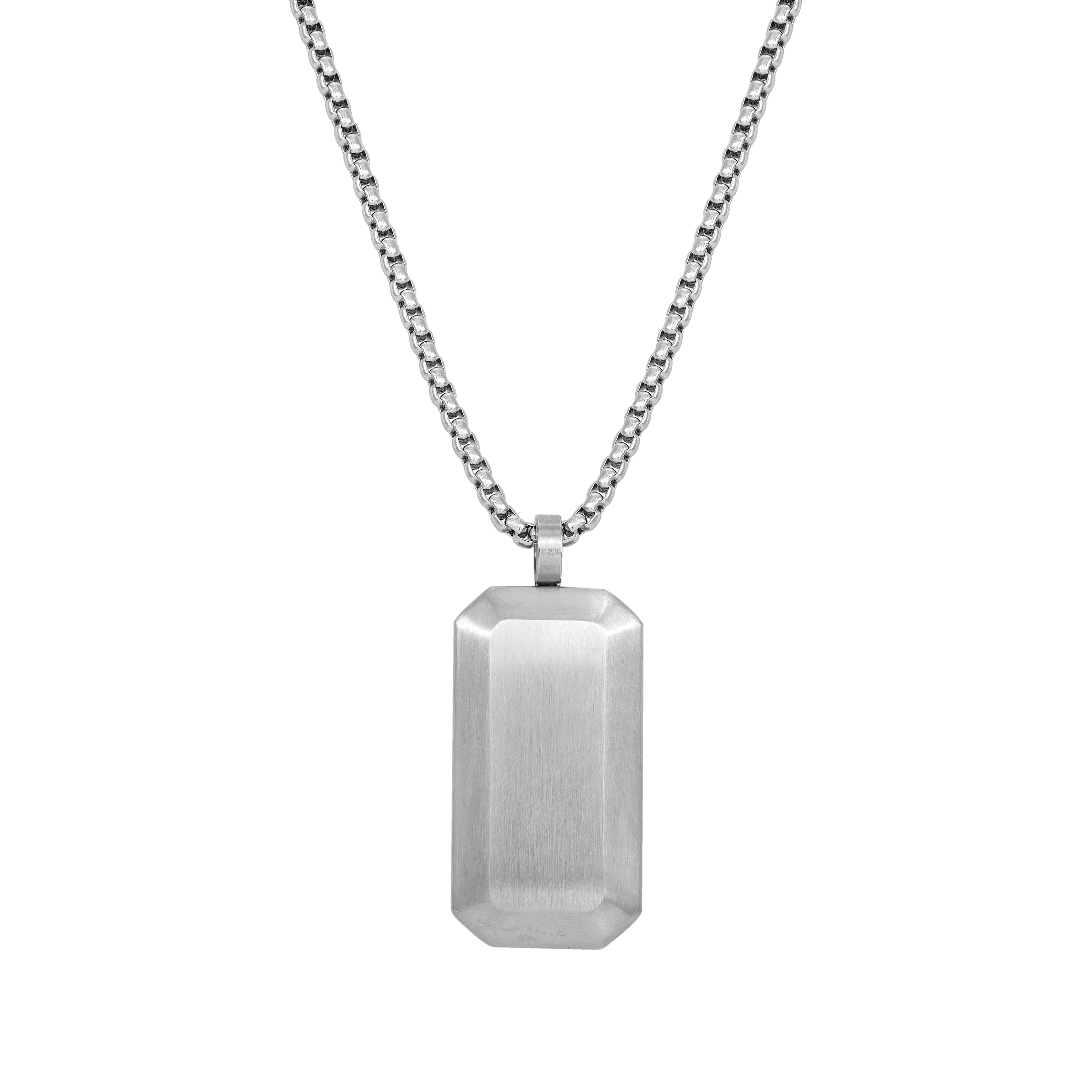 Box Chain Kette mit Dog Tag Anhänger aus Edelstahl - Taipan Schmuck