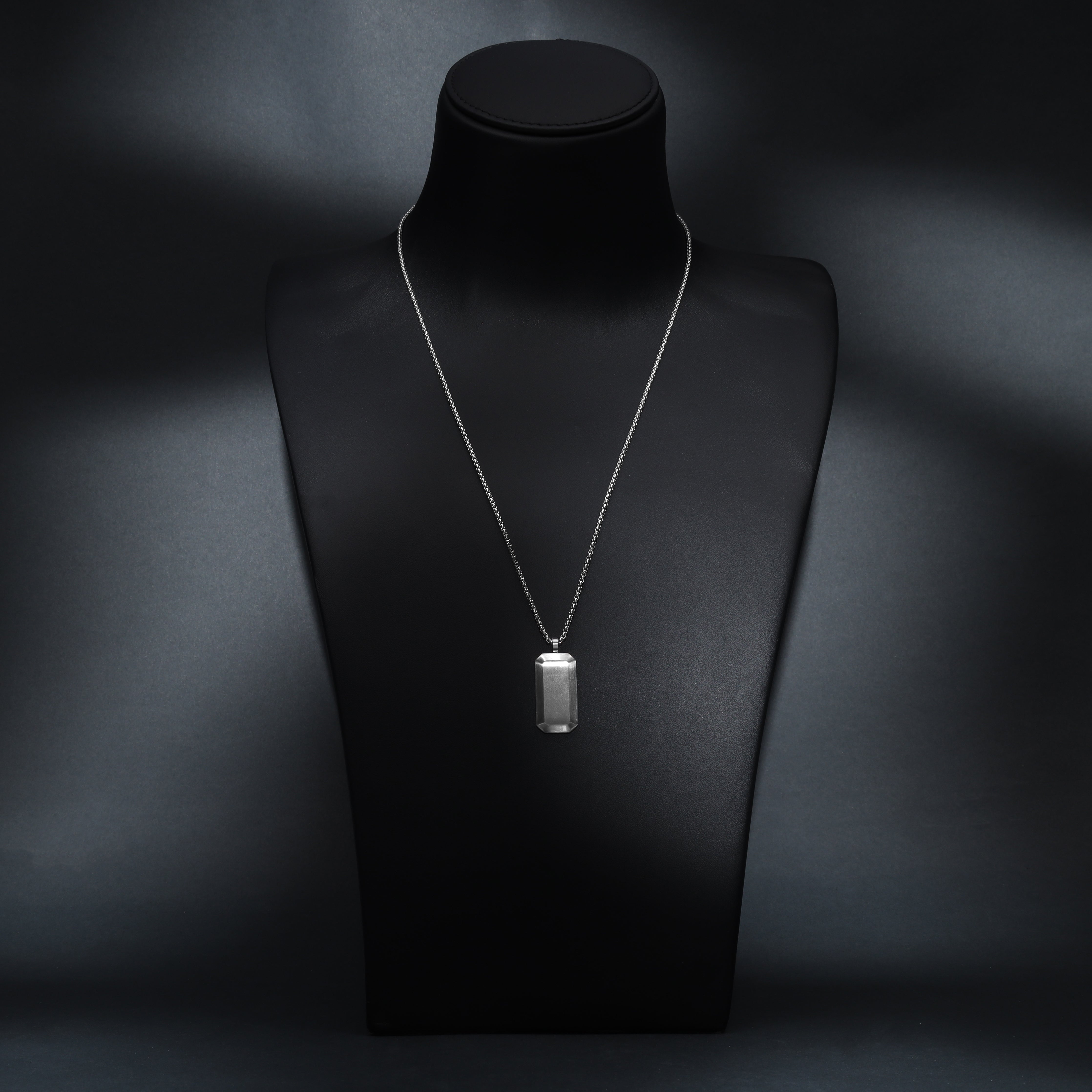 Box Chain Kette mit Dog Tag Anhänger aus Edelstahl - Taipan Schmuck