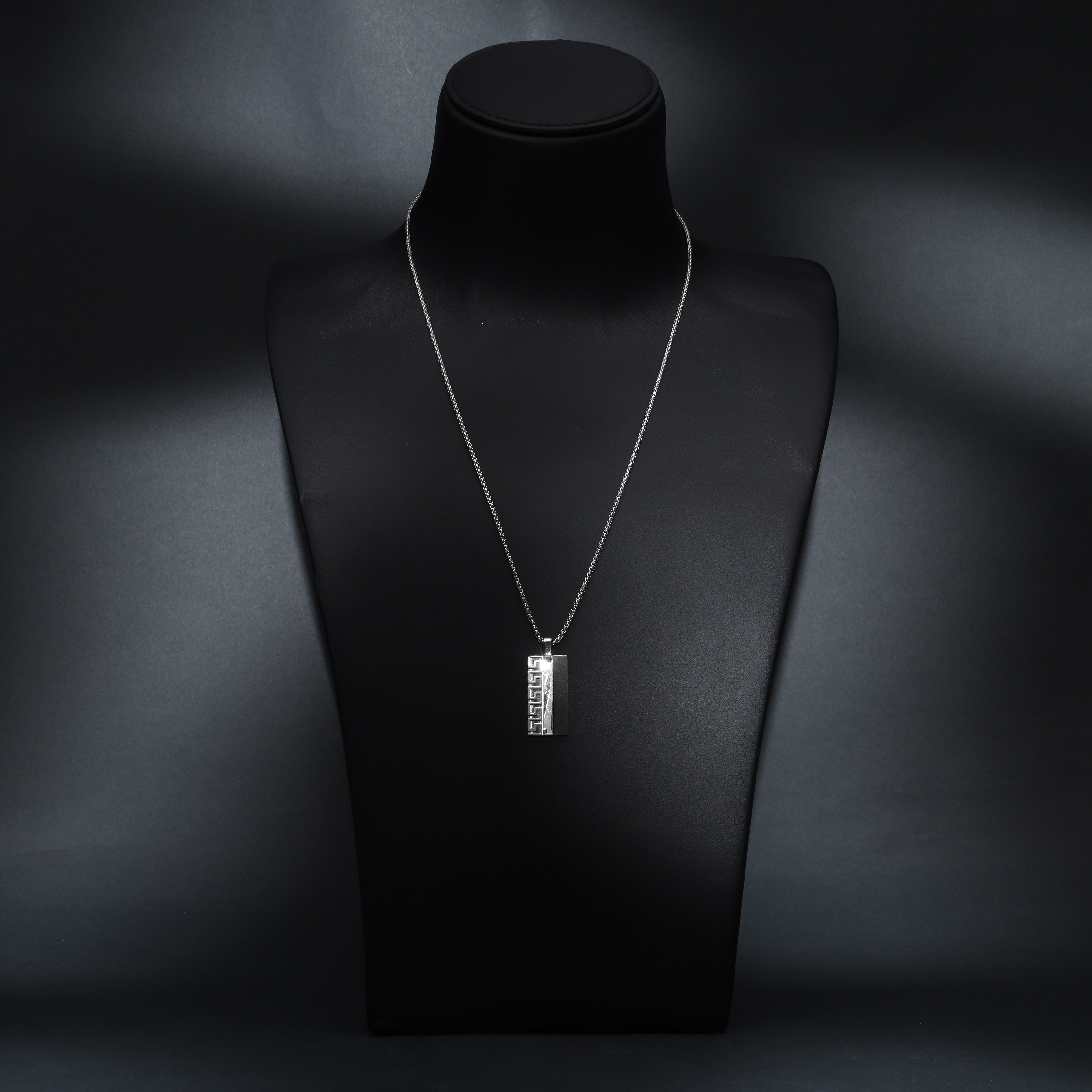 Box Chain Kette mit Dog Tag Anhänger aus Edelstahl - Taipan Schmuck