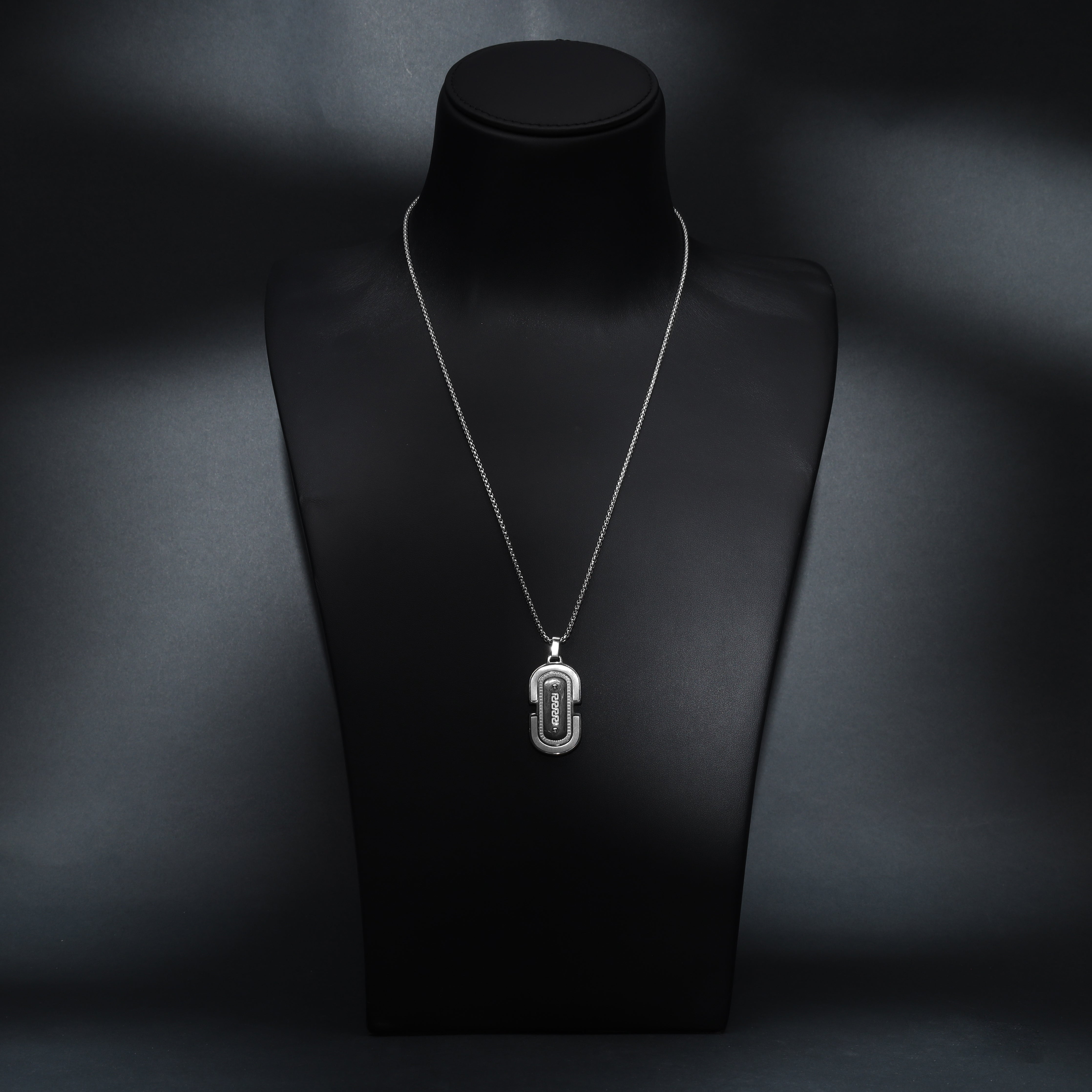 Box Chain Kette mit Design Dog Tag Anhänger aus Edelstahl - Taipan Schmuck