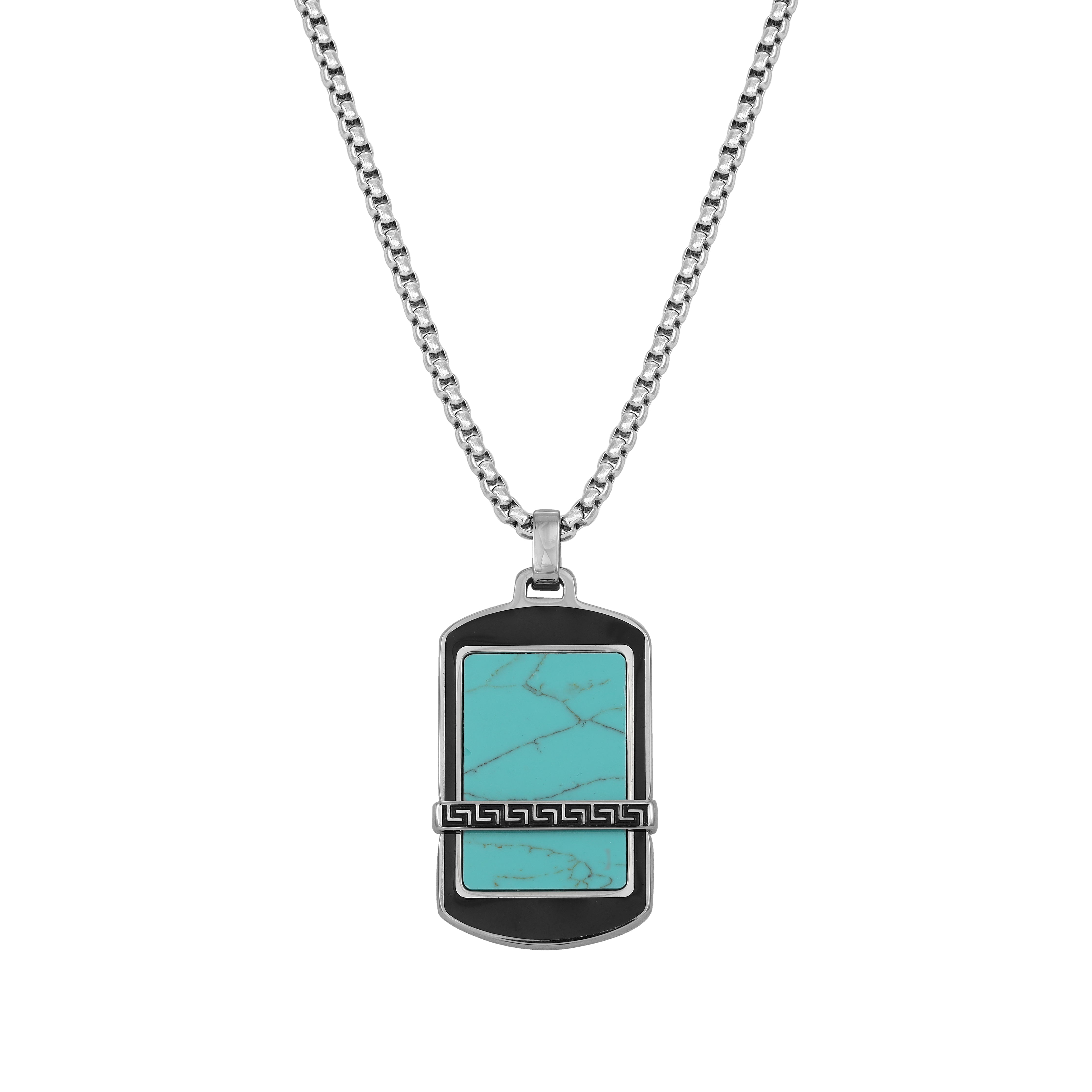 Box Chain Kette mit Dog Tag Anhänger aus Edelstahl - Taipan Schmuck