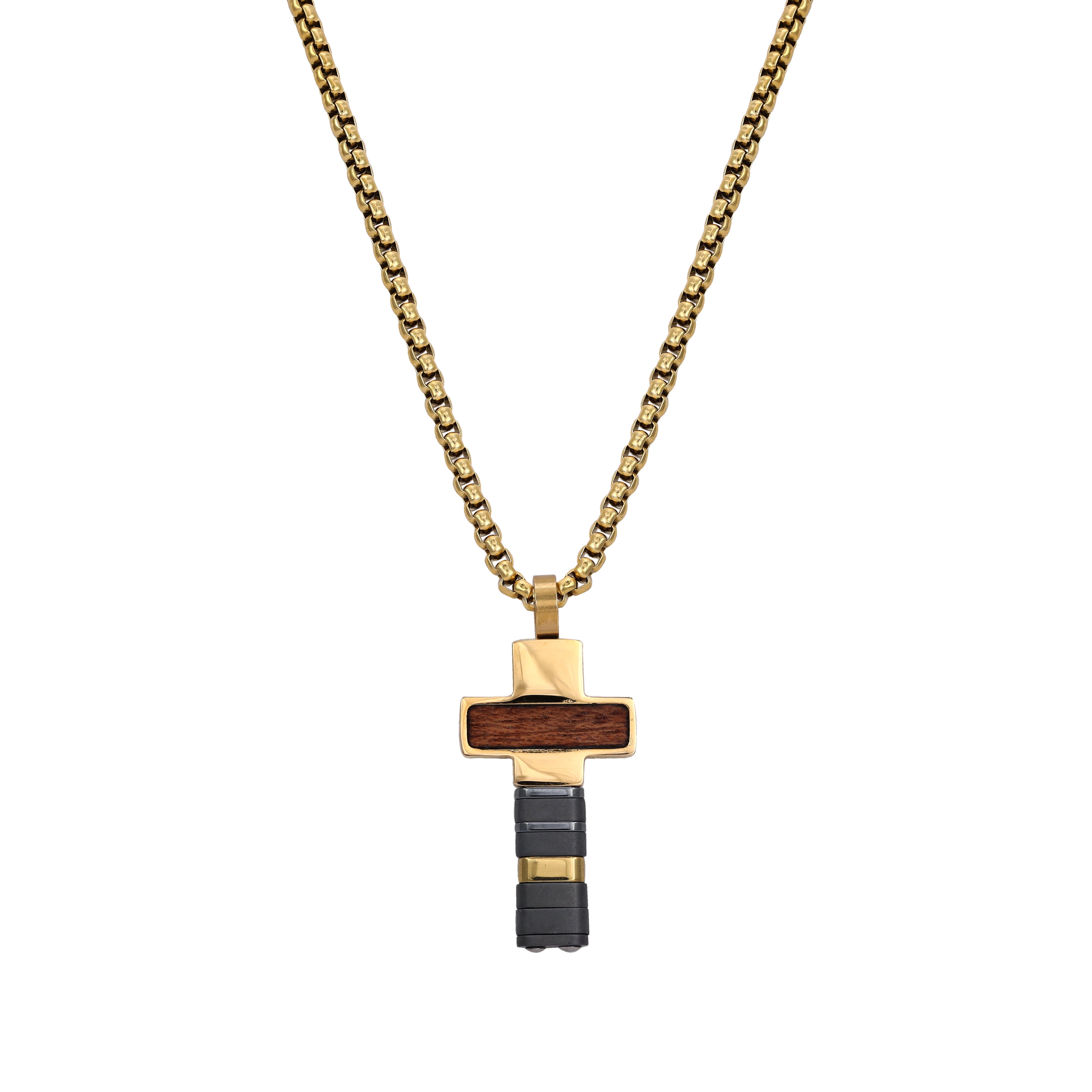 Box Chain Kette mit Anhänger aus Edelstahl 18K vergoldet - Taipan Schmuck