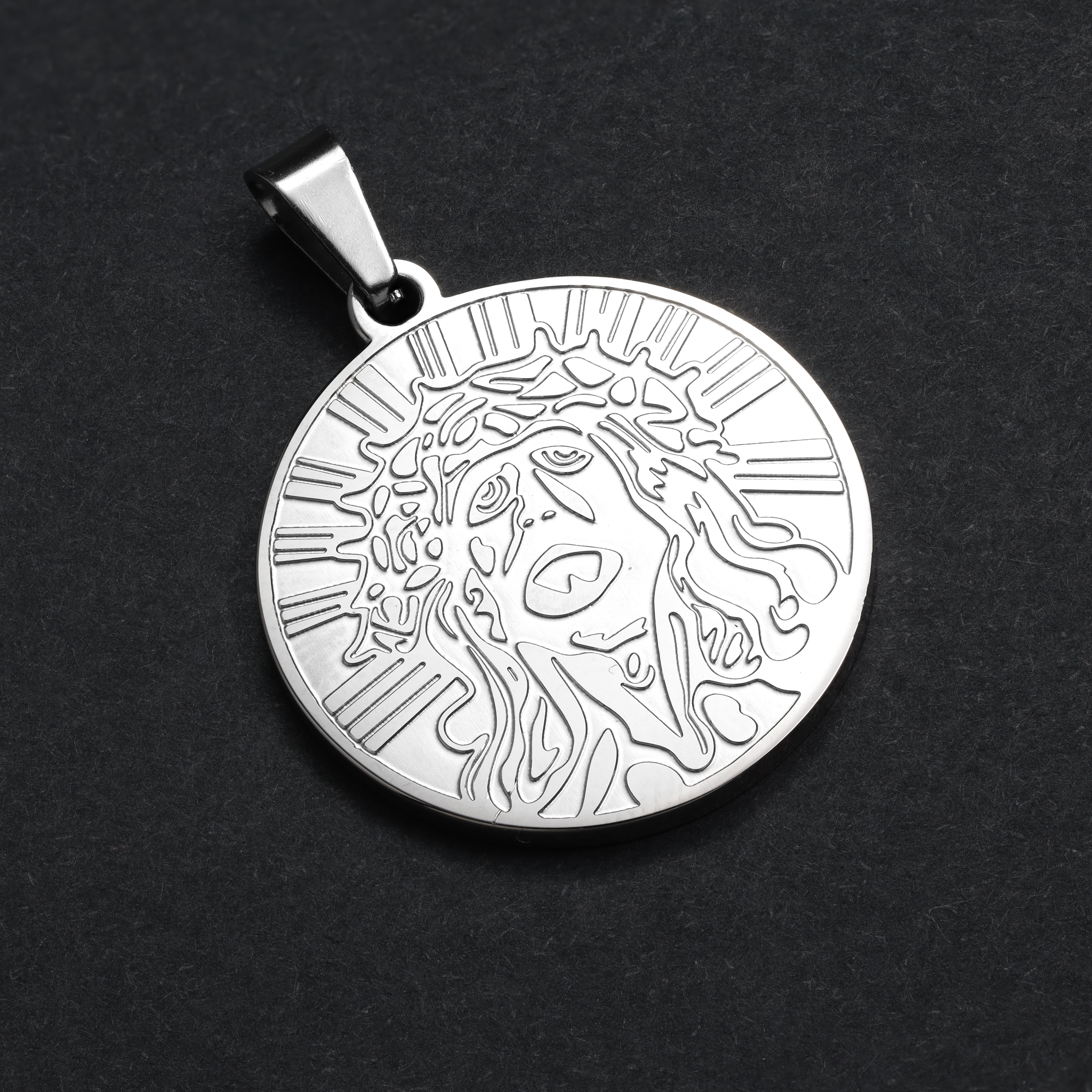 SET Kordelkette + Panzerkette mit Jesus Anhänger aus Edelstahl - Taipan Schmuck