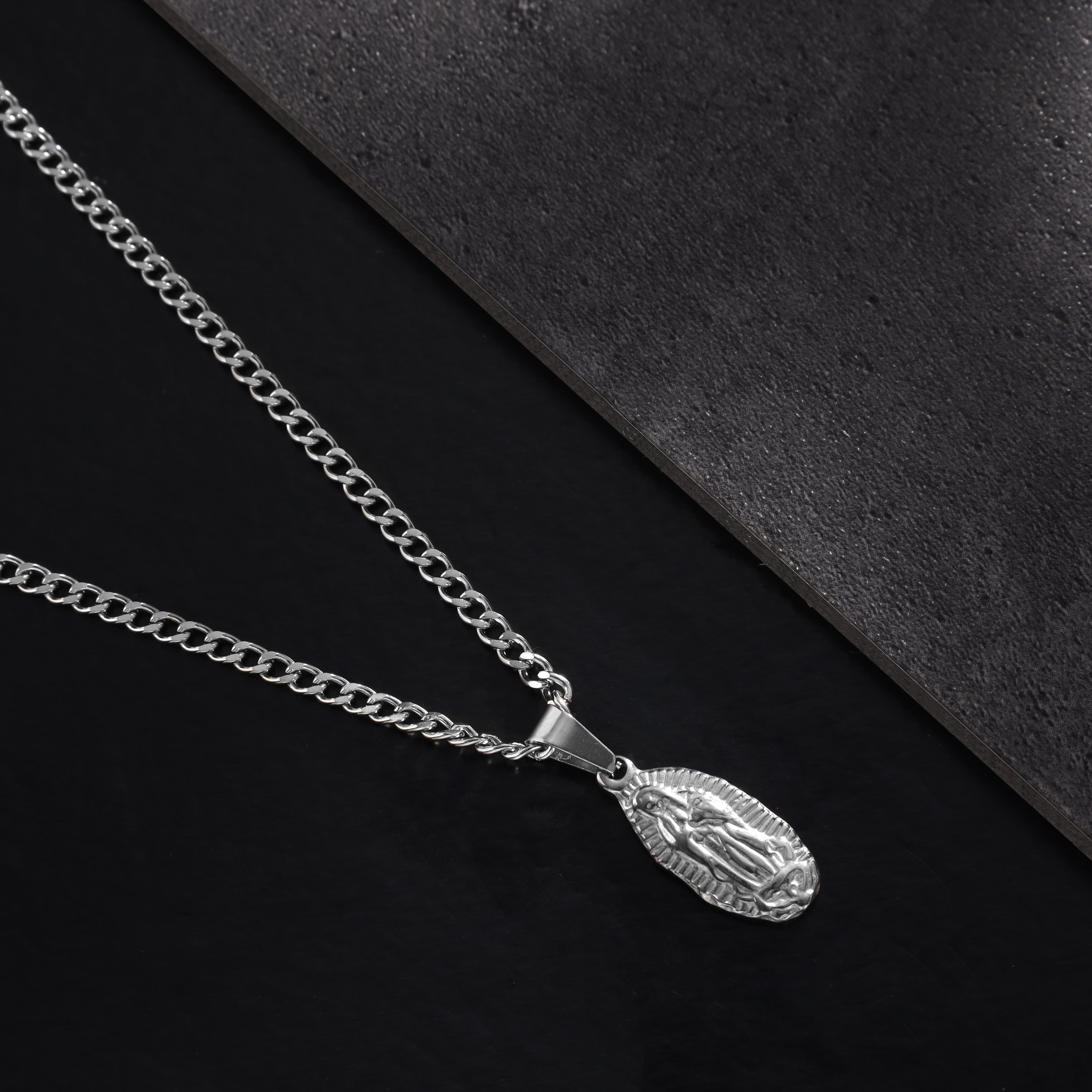 SET Kordelkette + Panzerkette mit Heilige Maria Anhänger aus Edelstahl - Taipan Schmuck