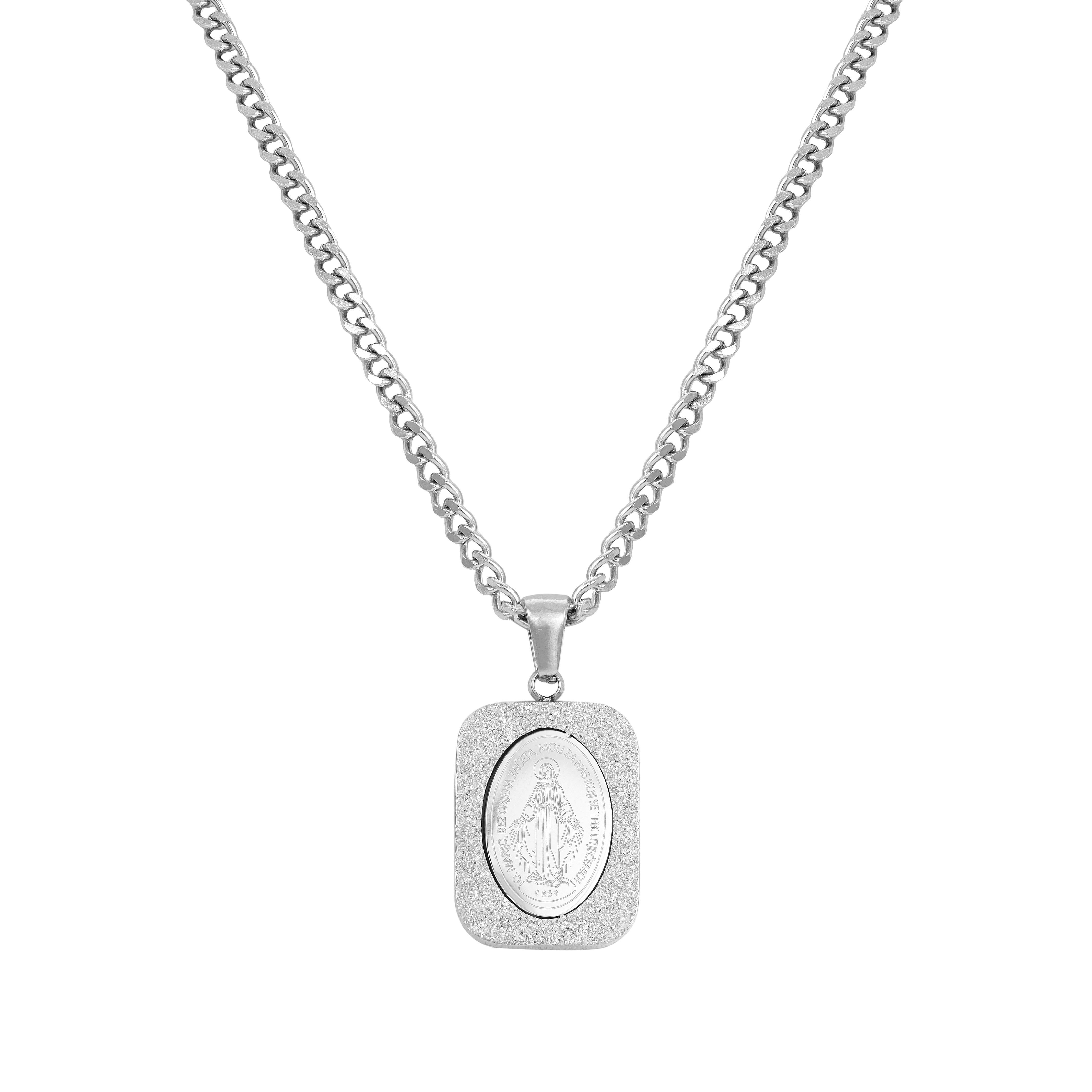 Set Panzerkette mit Heilige Maria Anhänger aus Edelstahl - Taipan Schmuck