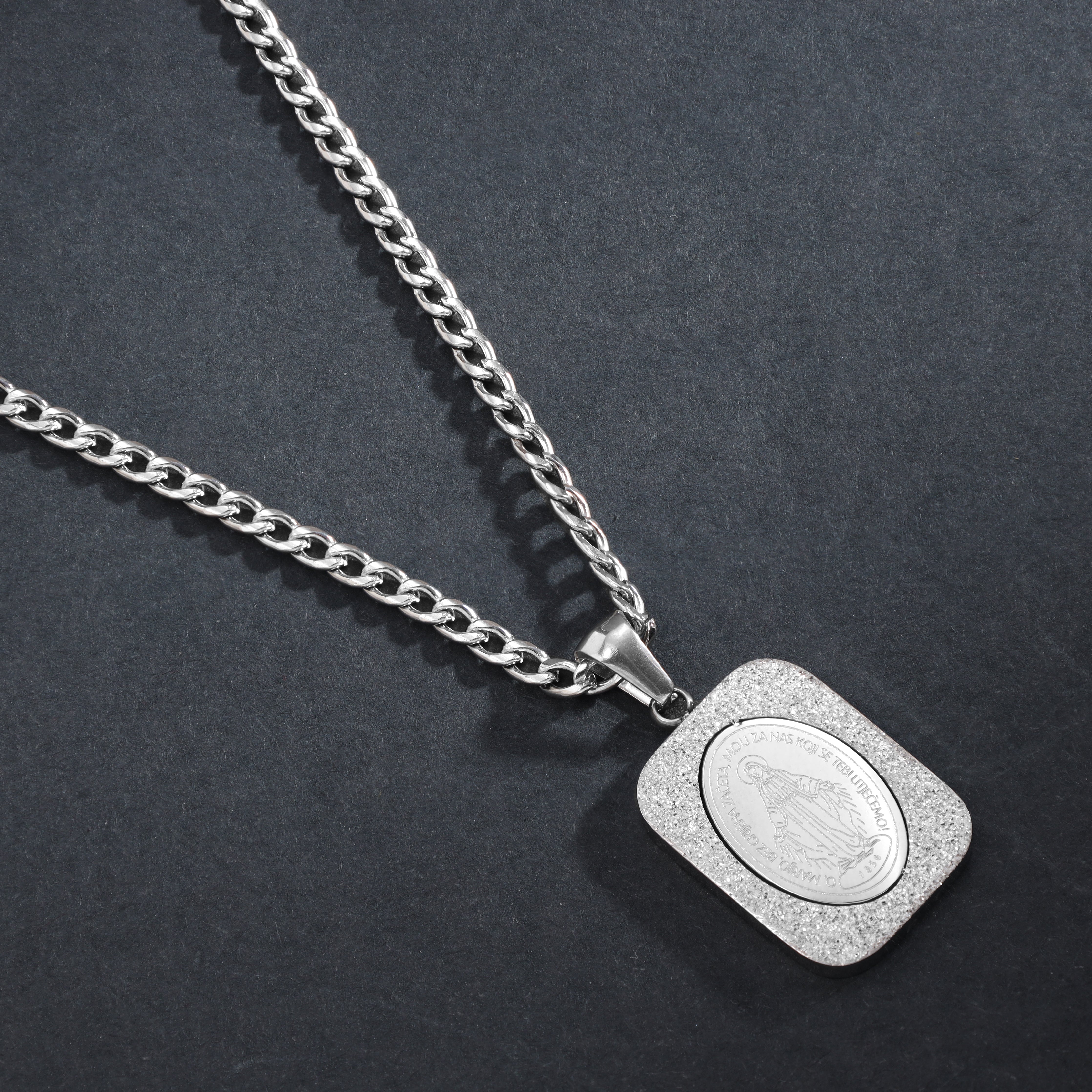 Set Panzerkette mit Heilige Maria Anhänger aus Edelstahl - Taipan Schmuck