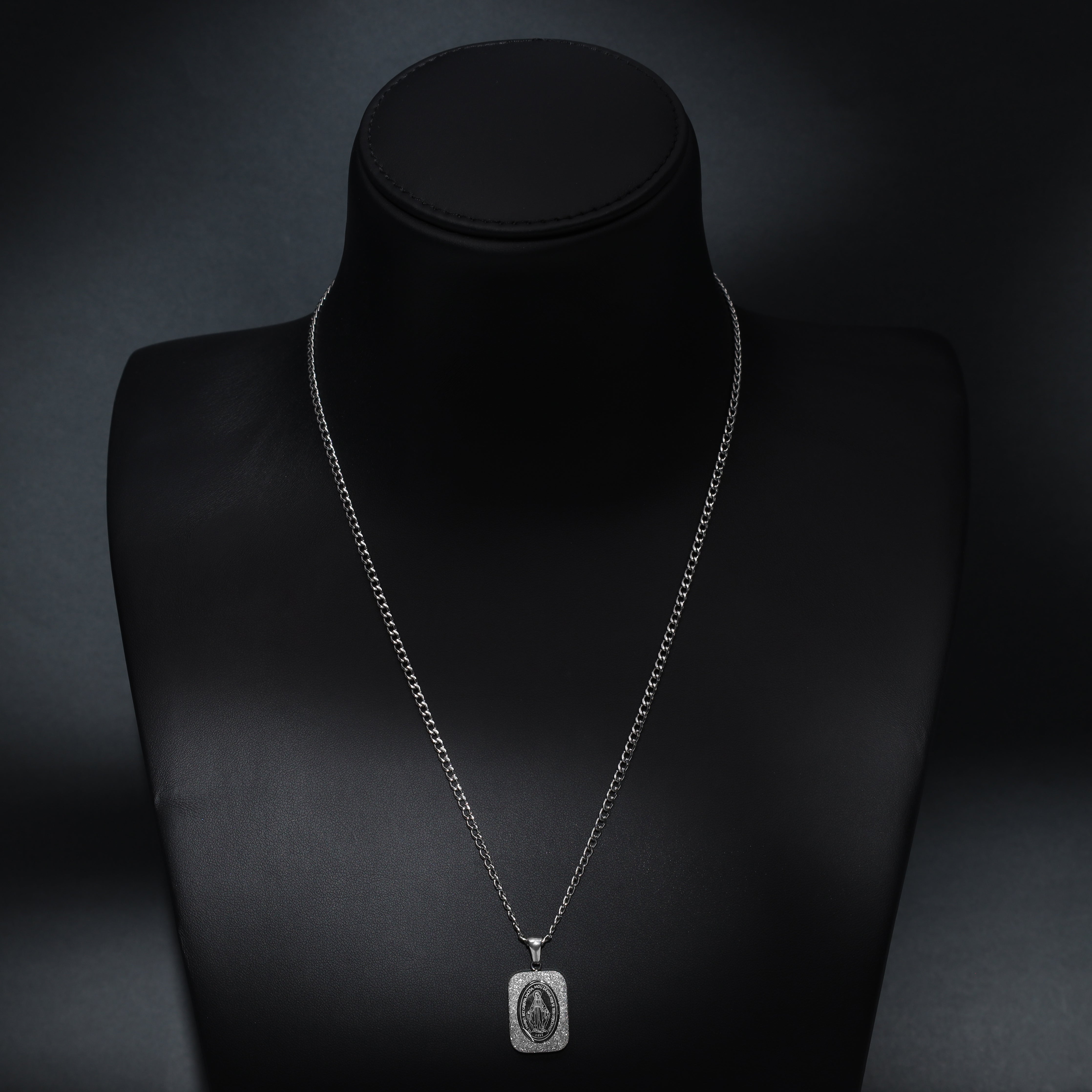 Set Panzerkette mit Heilige Maria Anhänger aus Edelstahl - Taipan Schmuck