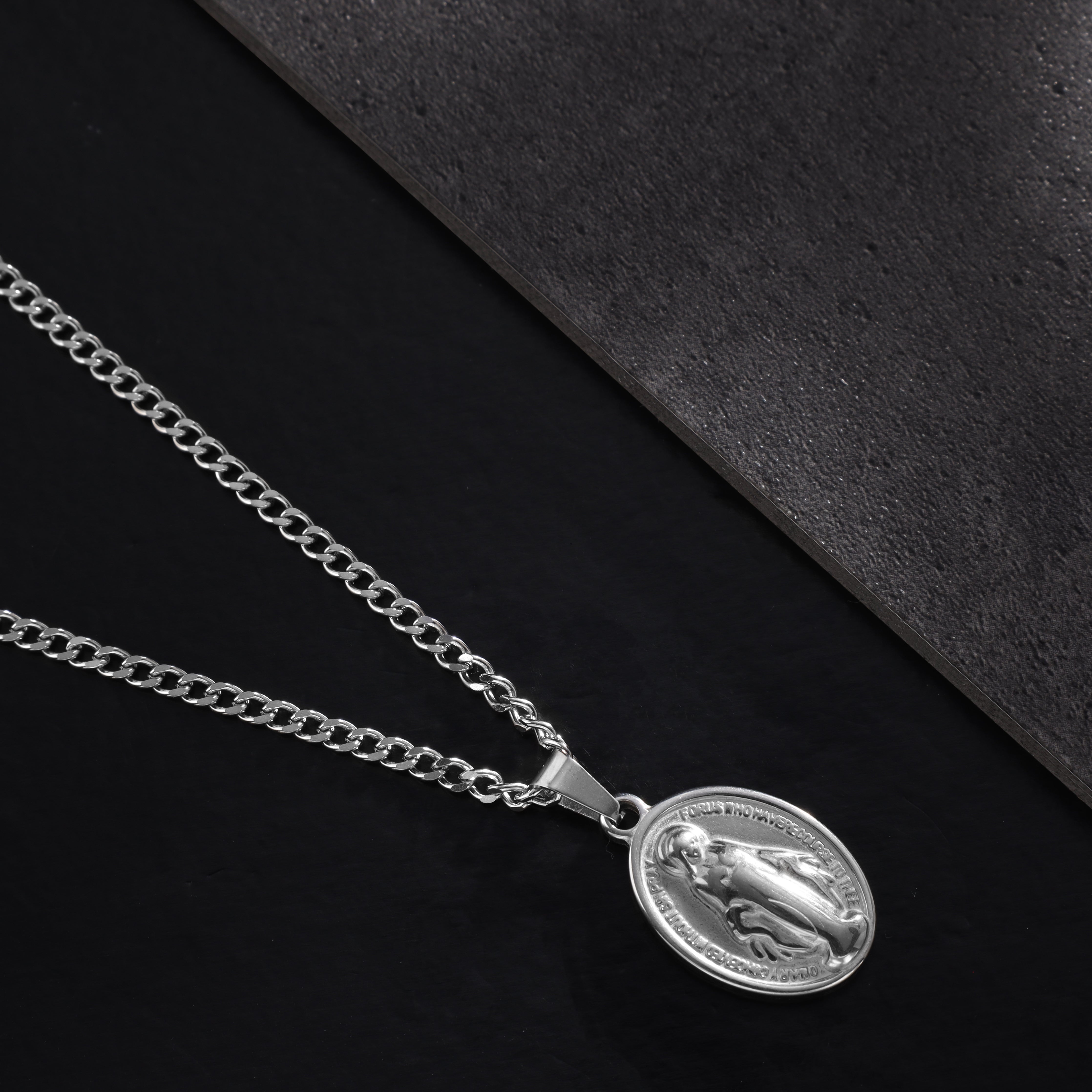 SET Kordelkette + Panzerkette mit Heilige Maria Anhänger aus Edelstahl - Taipan Schmuck