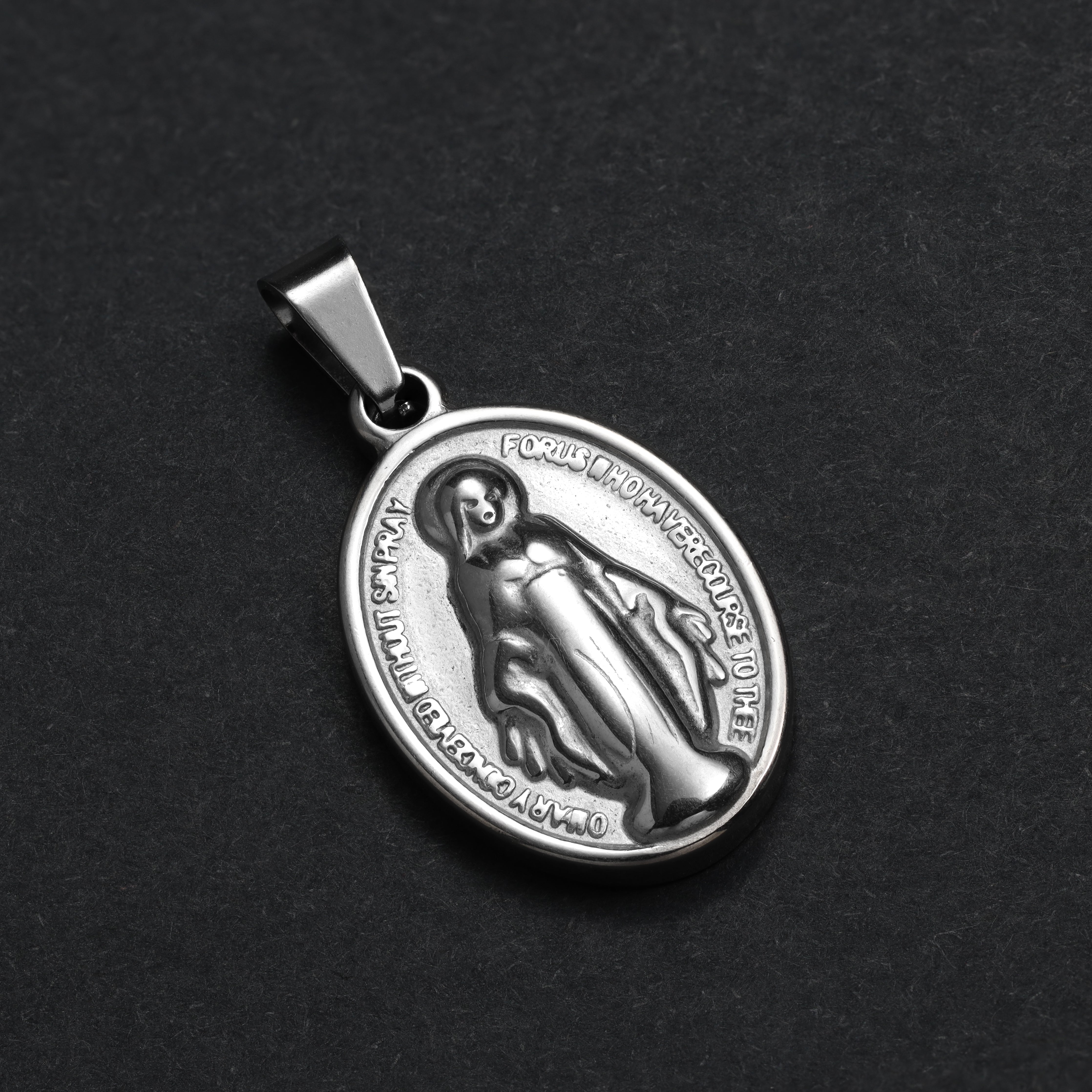 SET Kordelkette + Panzerkette mit Heilige Maria Anhänger aus Edelstahl - Taipan Schmuck