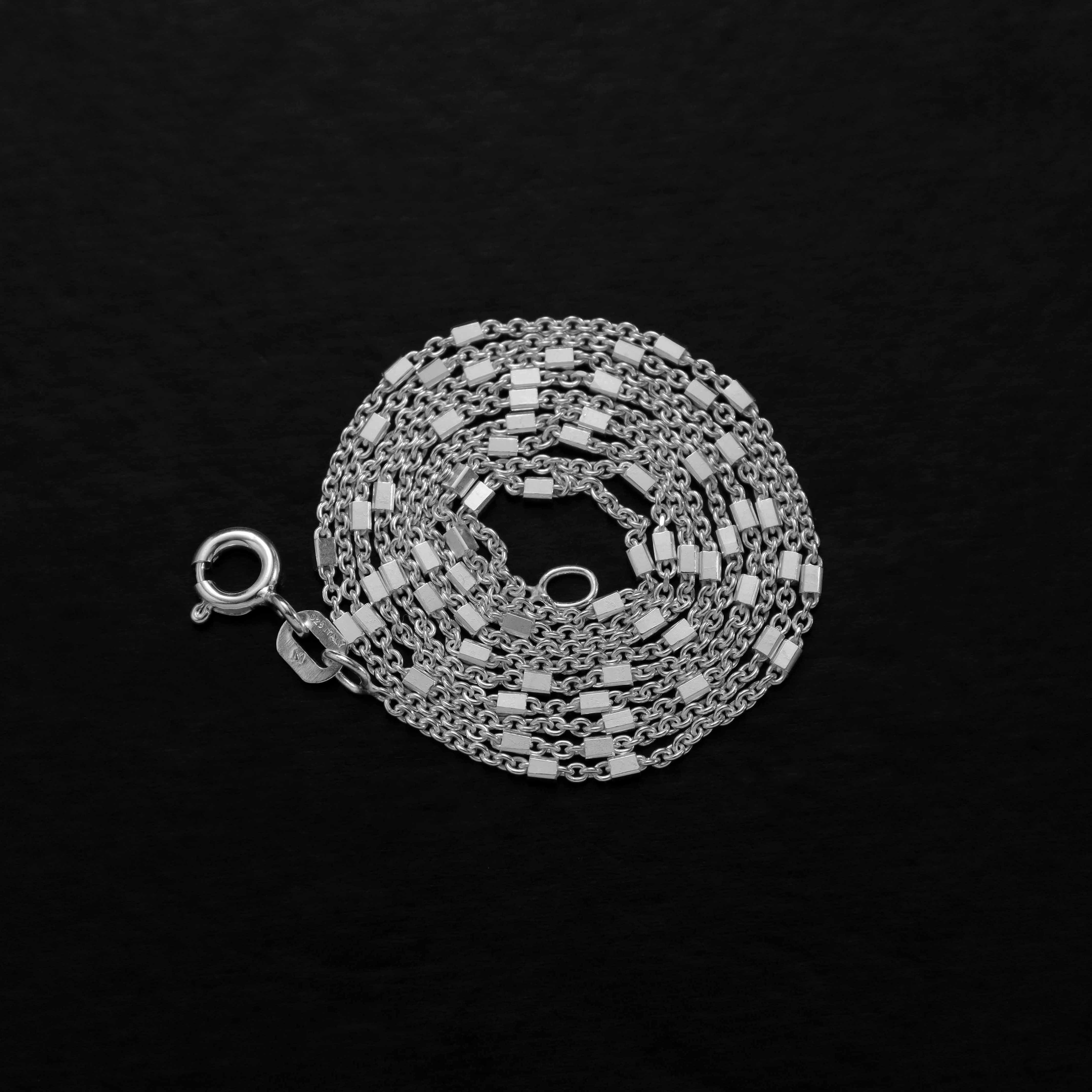 Ankerkette mit Box Elementen 1mm breit aus 925 Sterling Silber unisex - Taipan Schmuck