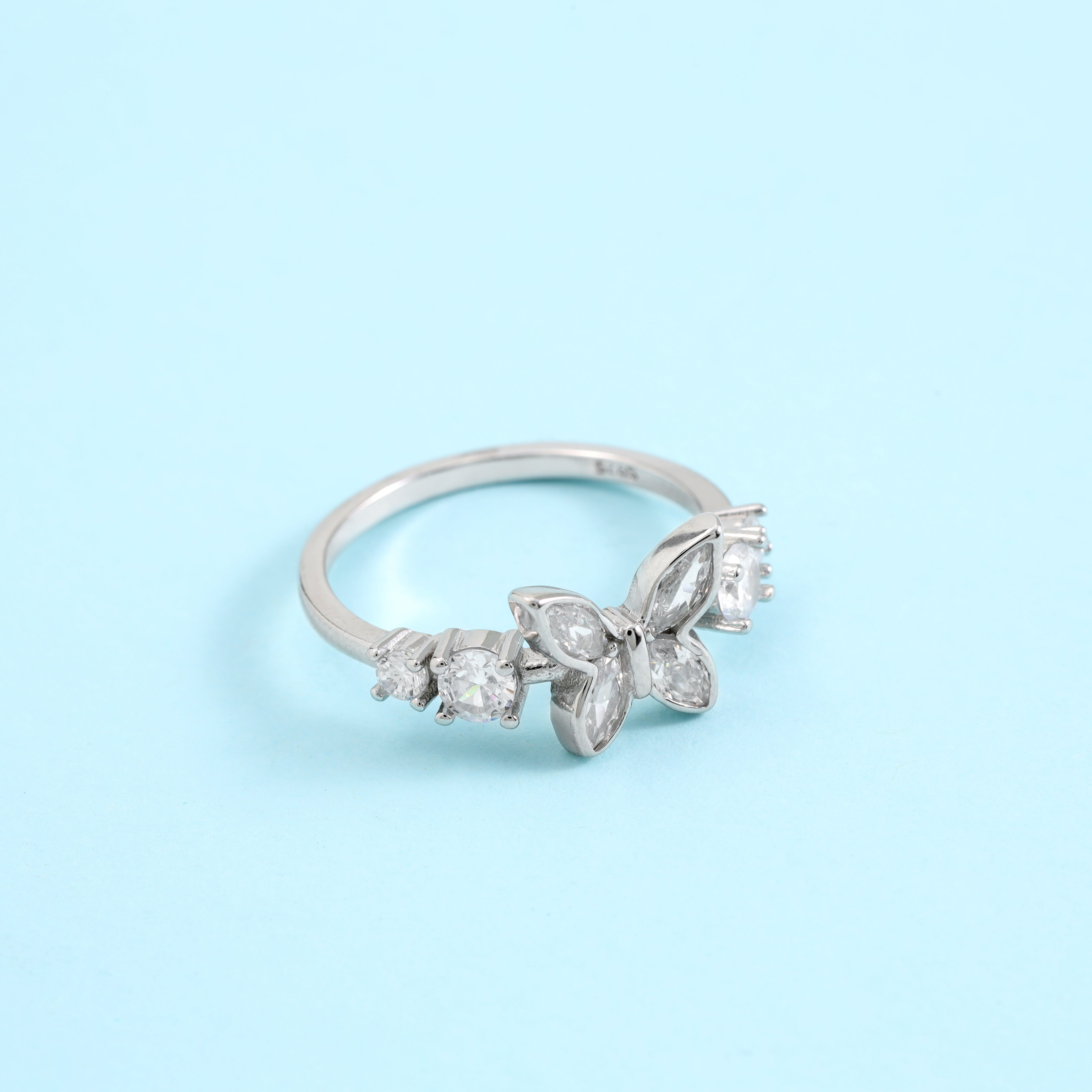 Damen Silberring Zirkonia Schmetterling Motiv Größe 6-8 aus 925 Sterlingsilber - Taipan Schmuck