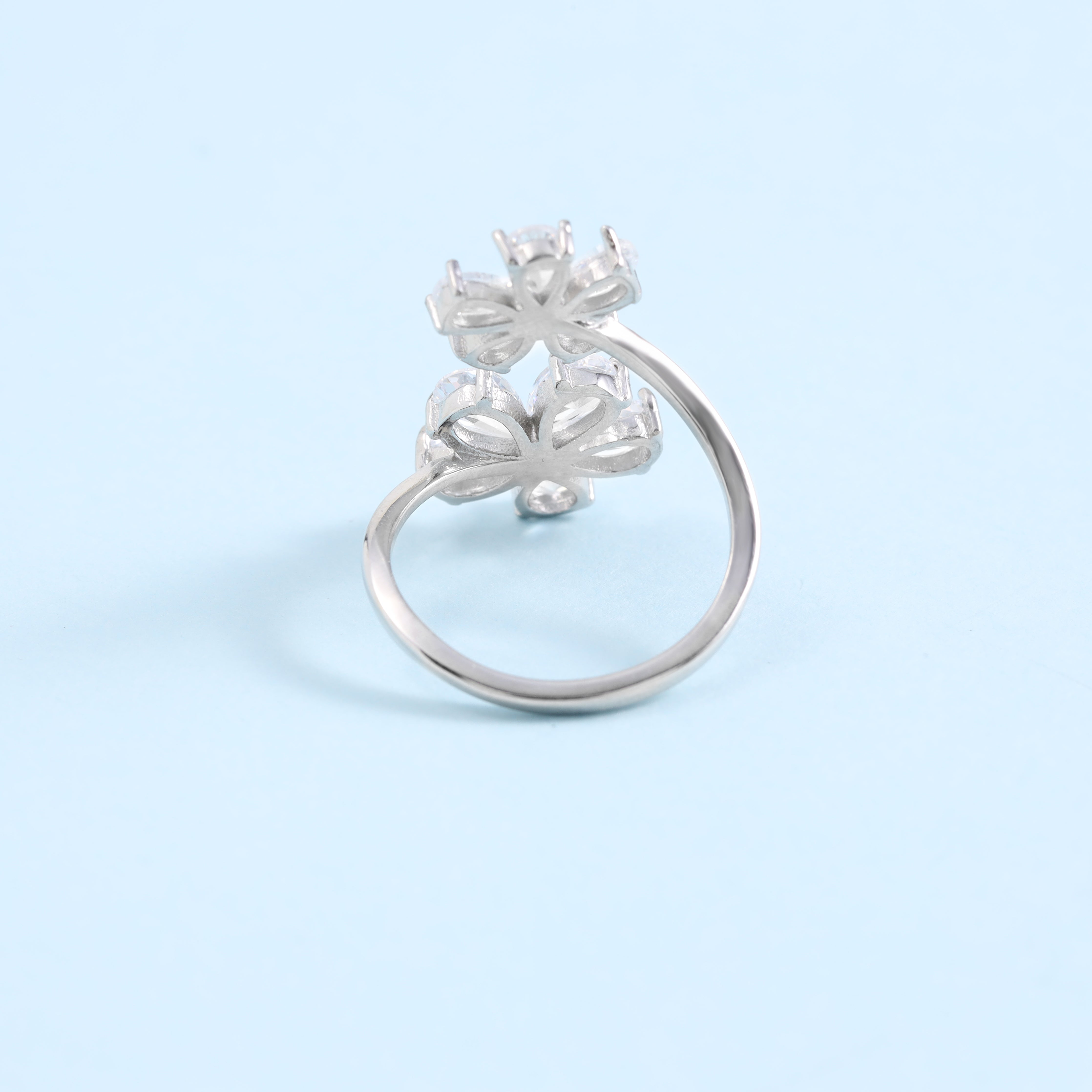 Damen Zirkonia Blumen Motiv Silberring aus 925 Sterlingsilber - Taipan Schmuck