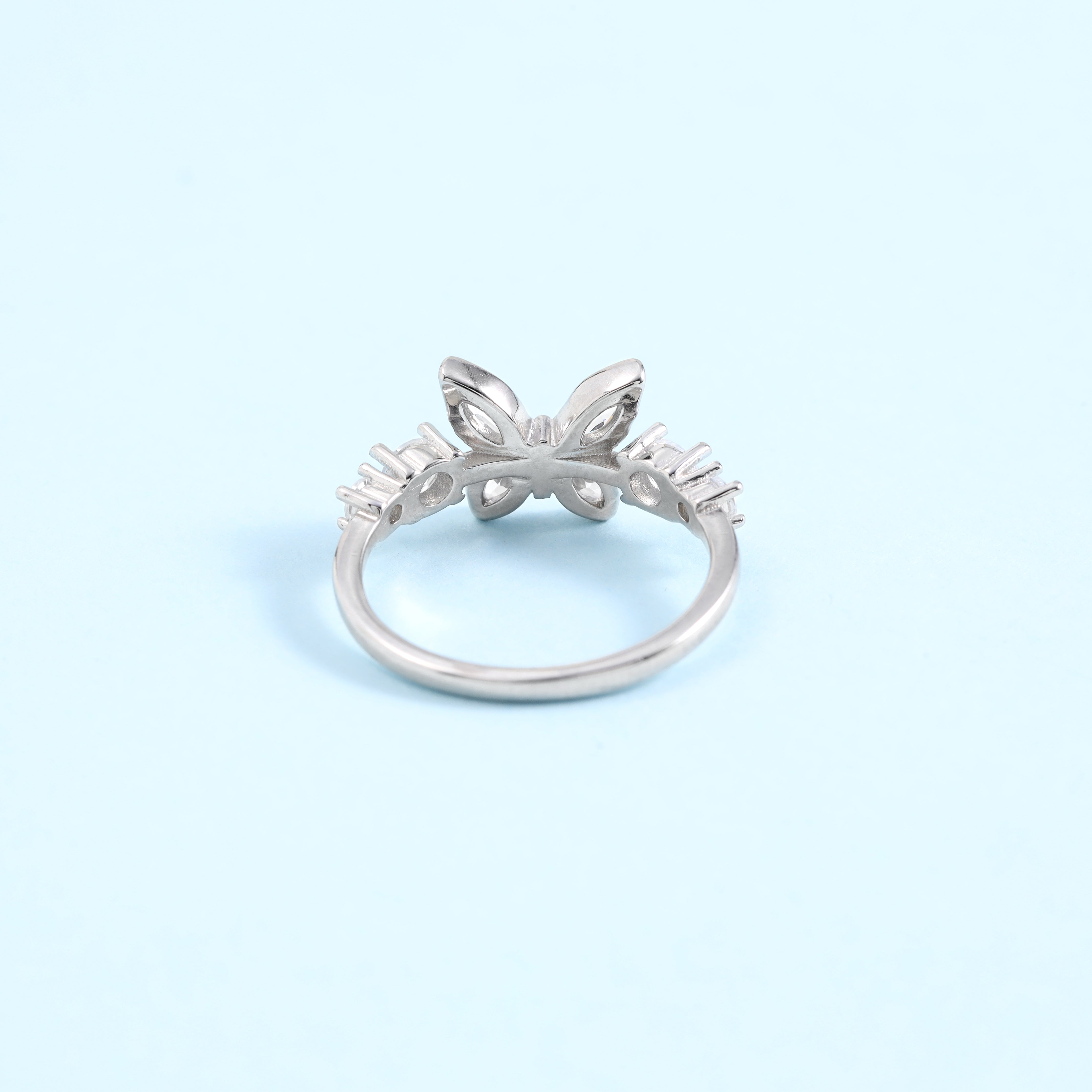 Damen Silberring Zirkonia Schmetterling Motiv Größe 6-8 aus 925 Sterlingsilber - Taipan Schmuck