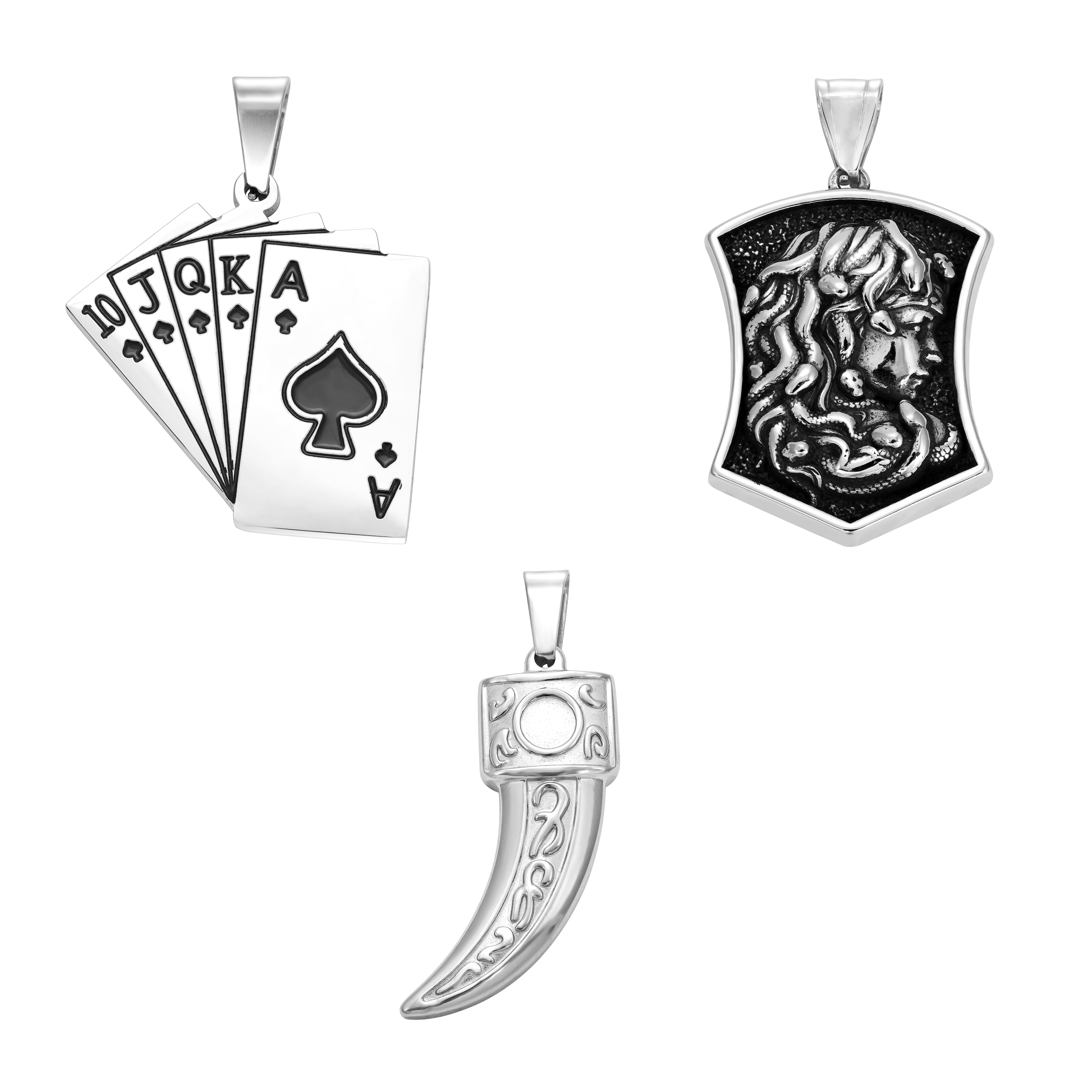 Verschiedene Anhänger aus Edelstahl Messer / Medusa / Poker Karten Kartenspiel Ace of Spade - Taipan Schmuck
