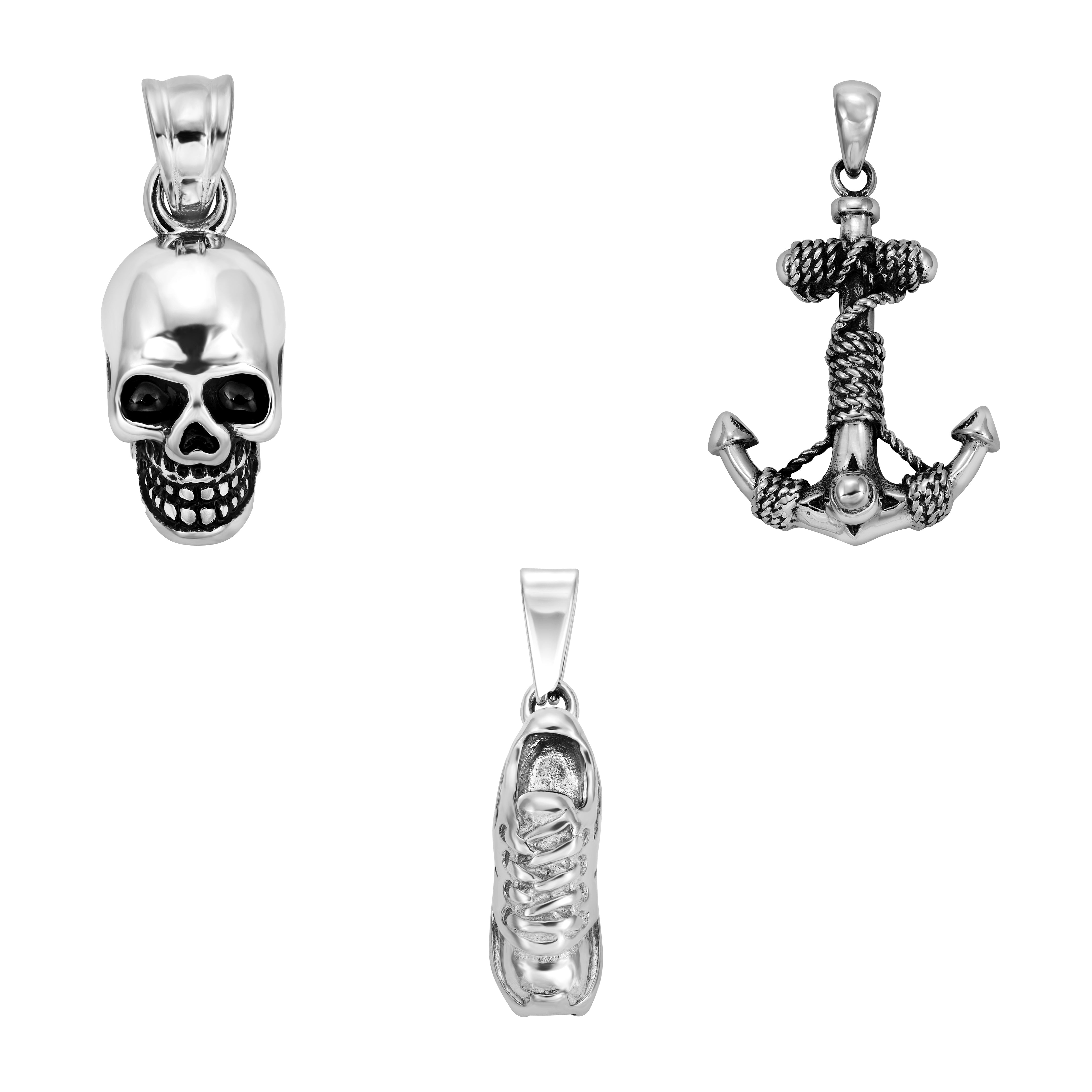 Verschiedene Anhänger aus Edelstahl Fußballschuhe / Schädel Skull /Anker - Taipan Schmuck