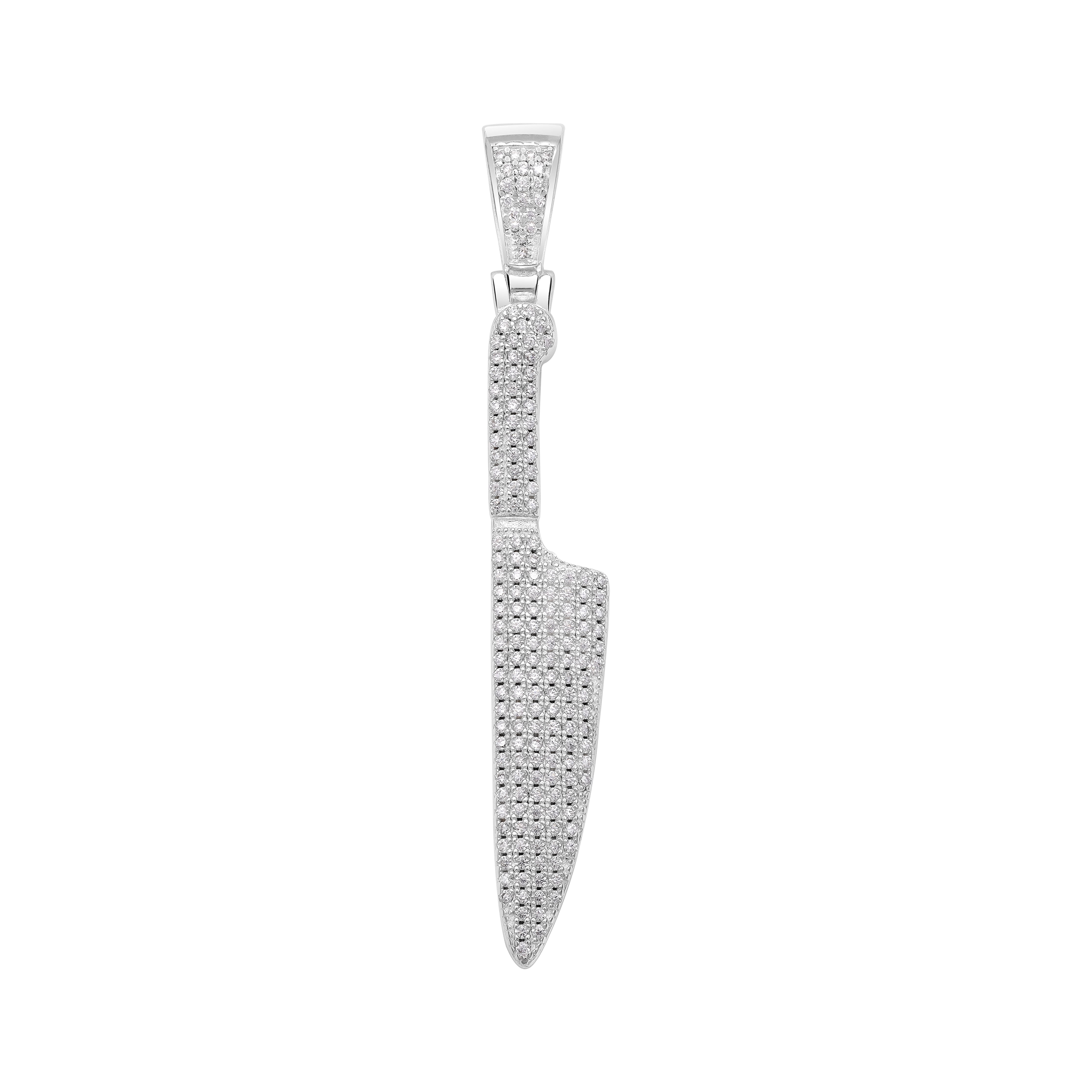 Messer Iced Out Stil Anhänger aus 925 Sterlingsilber (PE356) - Taipan Schmuck