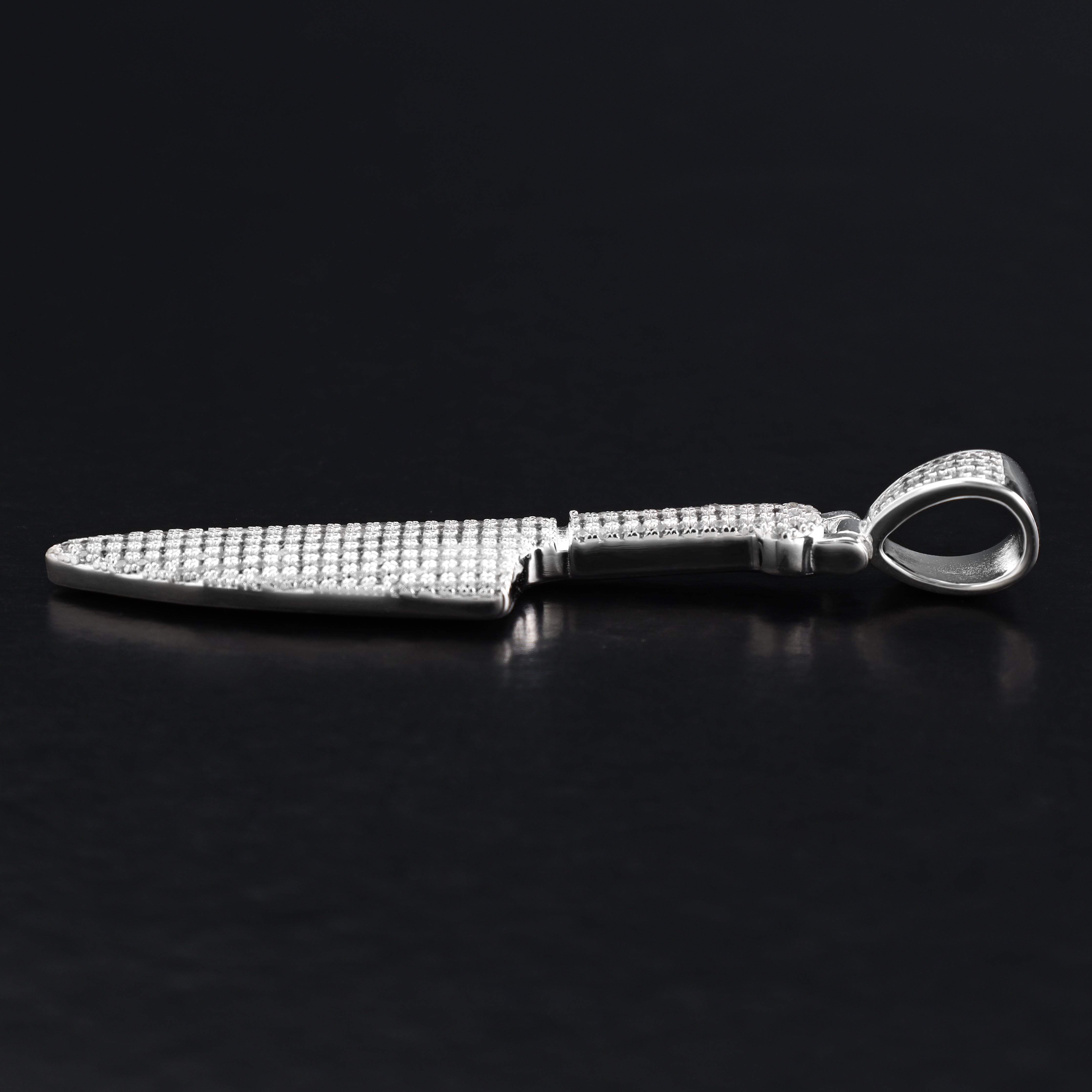 Messer Iced Out Stil Anhänger aus 925 Sterlingsilber (PE356) - Taipan Schmuck