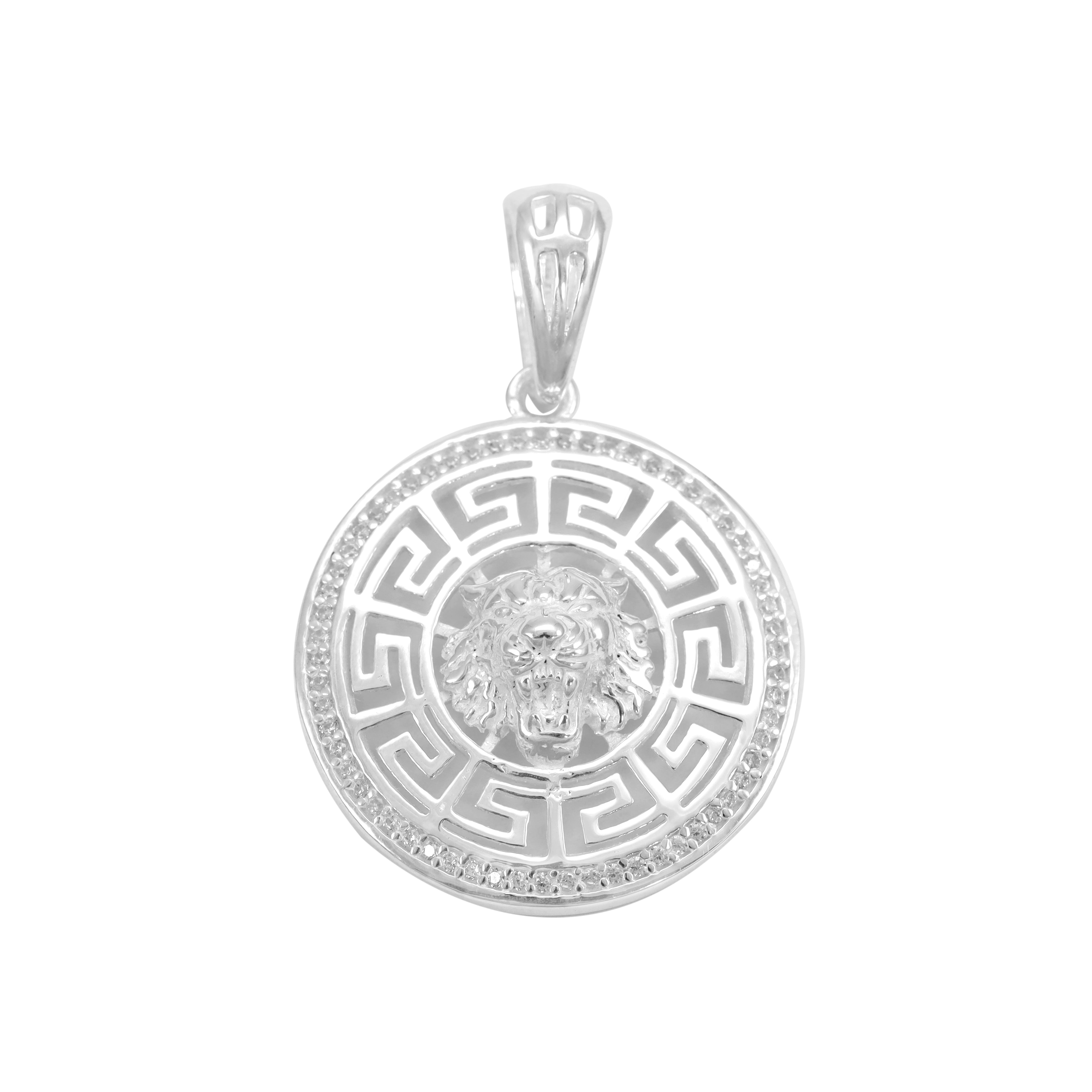 Tiger mit Santorini Design Iced Out Stil Zirkonia Anhänger aus 925 Sterlingsilber Kettenanhänger - Taipan Schmuck