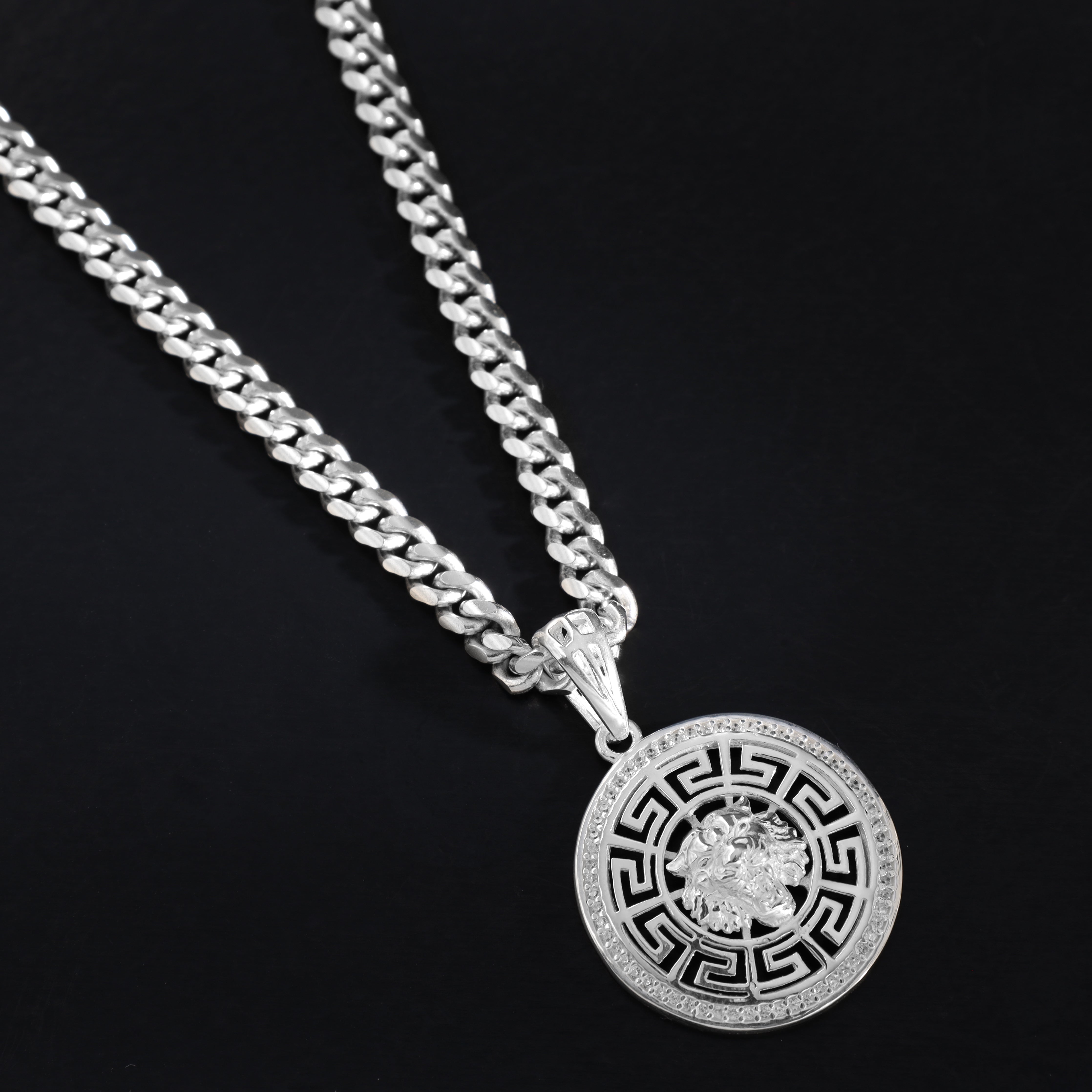 Tiger mit Santorini Design Iced Out Stil Zirkonia Anhänger aus 925 Sterlingsilber Kettenanhänger - Taipan Schmuck