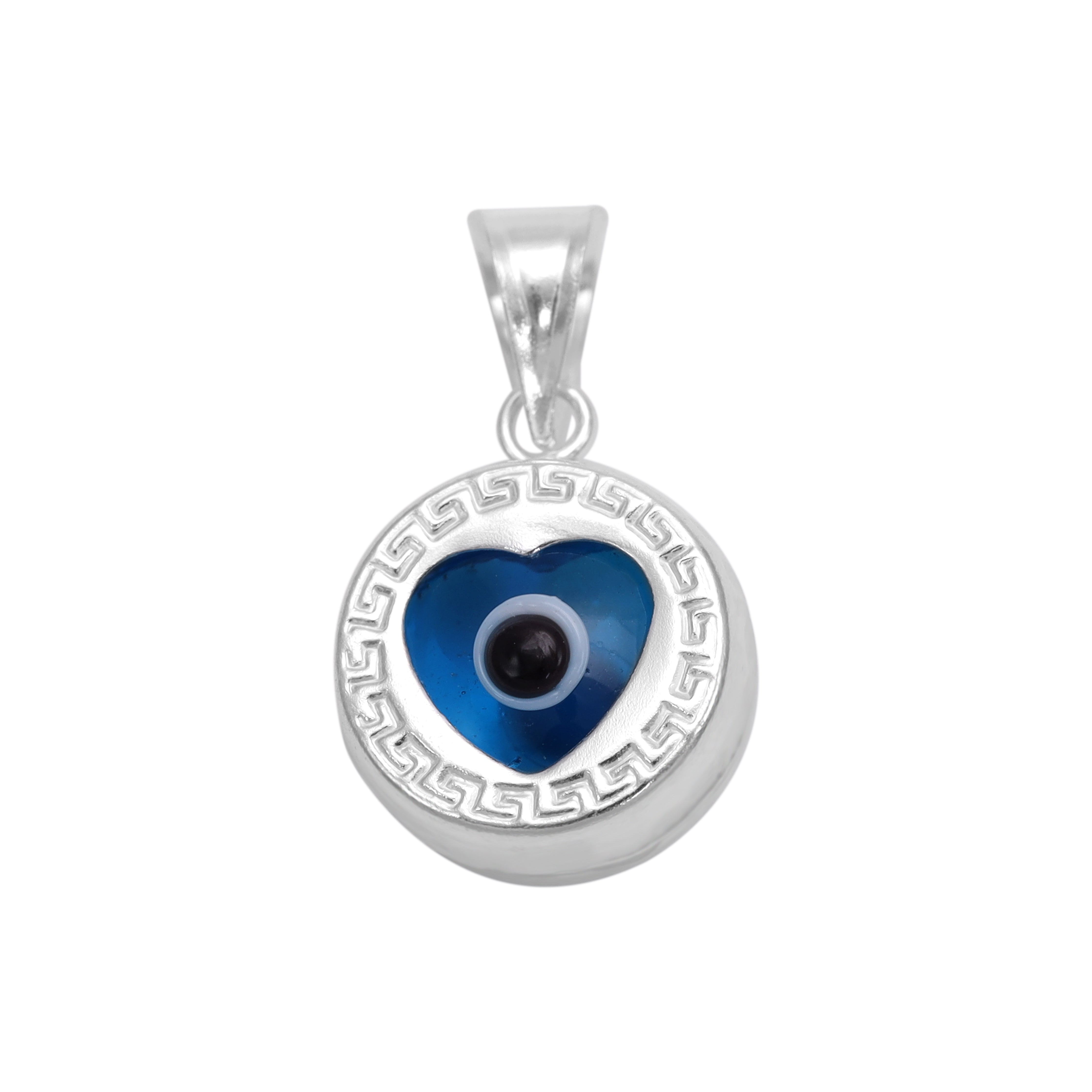 Nazar Evil Eye Herzform Anhänger Santorini Design aus 925 Sterlingsilber Kettenanhänger - Taipan Schmuck