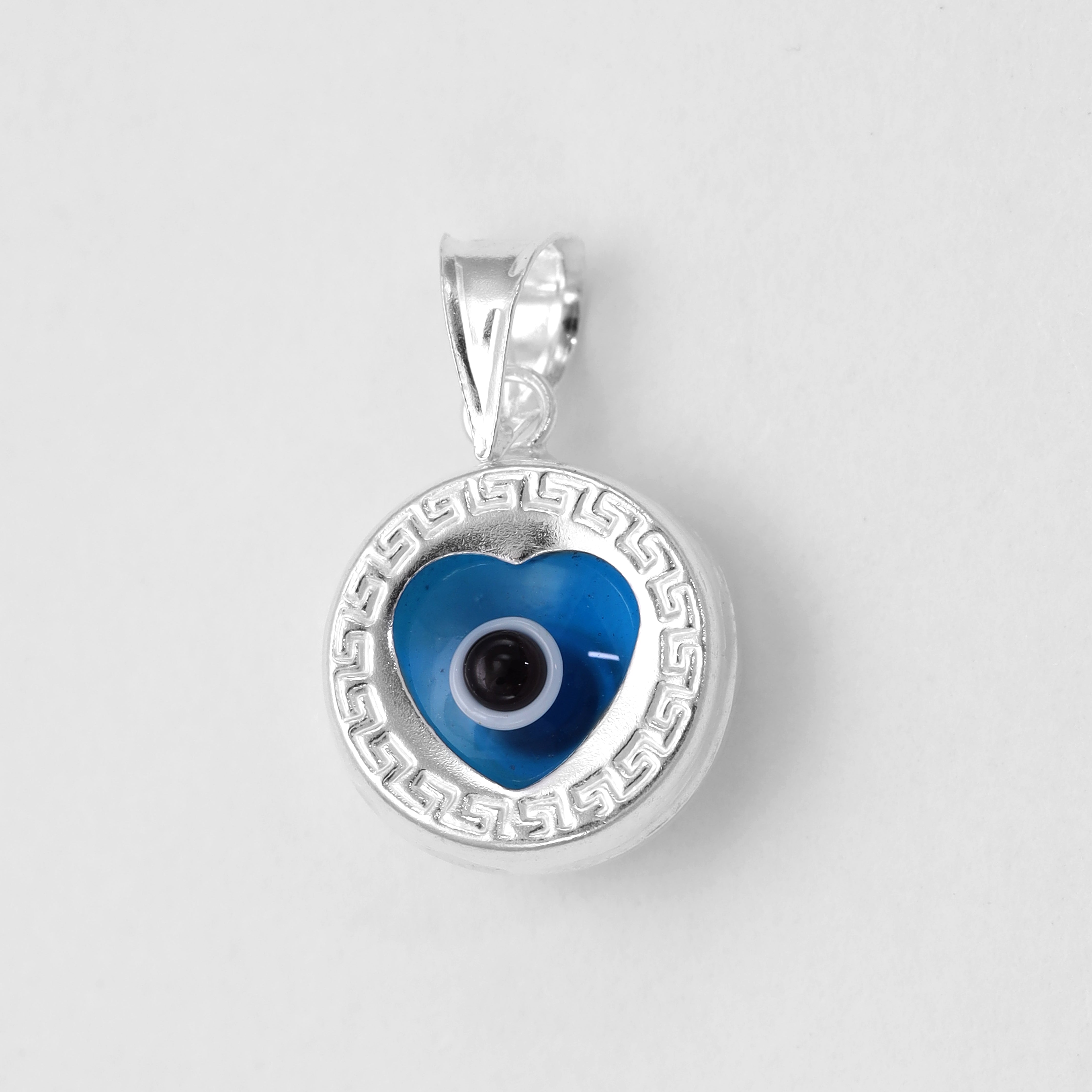 Nazar Evil Eye Herzform Anhänger Santorini Design aus 925 Sterlingsilber Kettenanhänger - Taipan Schmuck