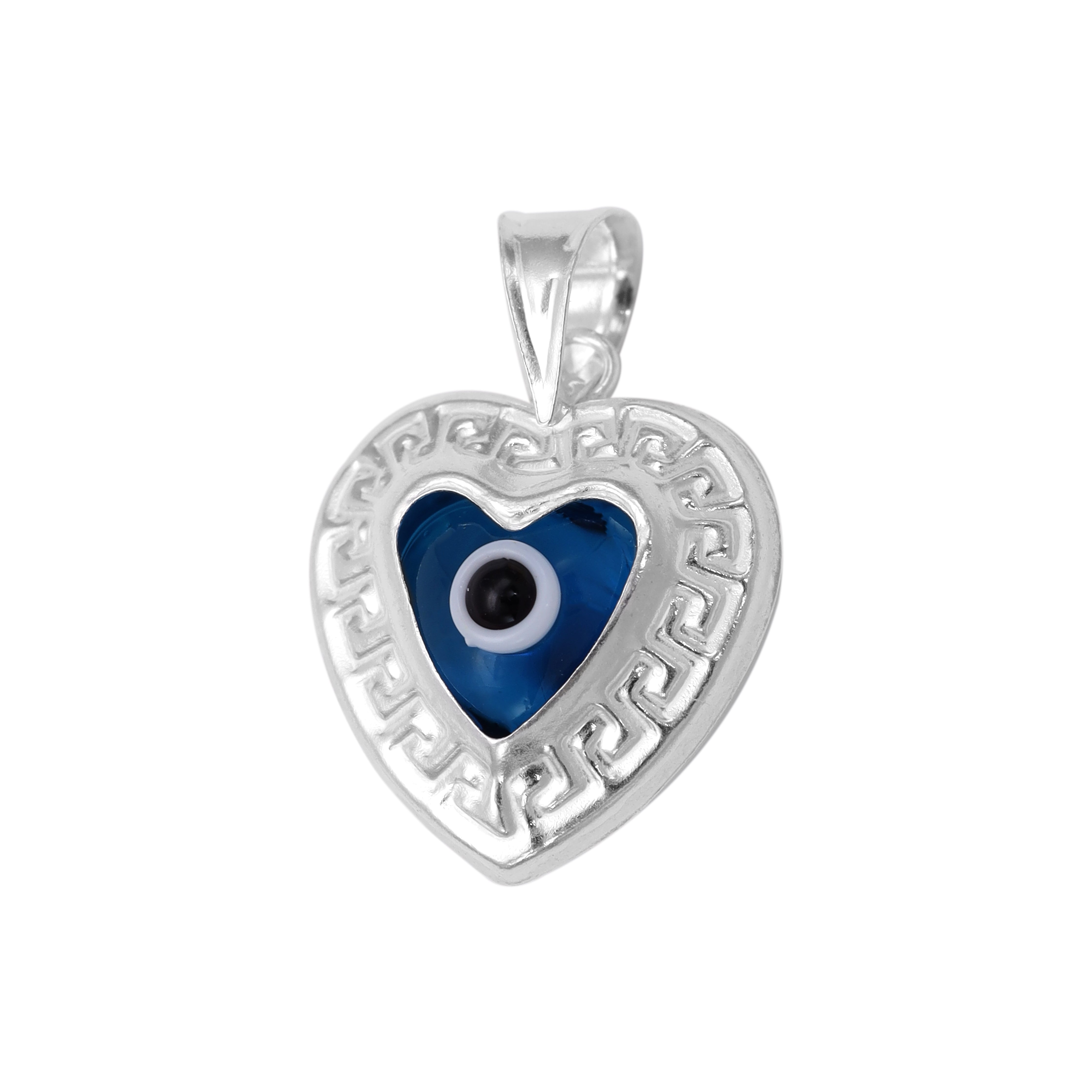 Herz Evil Eye Anhänger Santorini Design aus 925 Sterlingsilber Kettenanhänger - Taipan Schmuck
