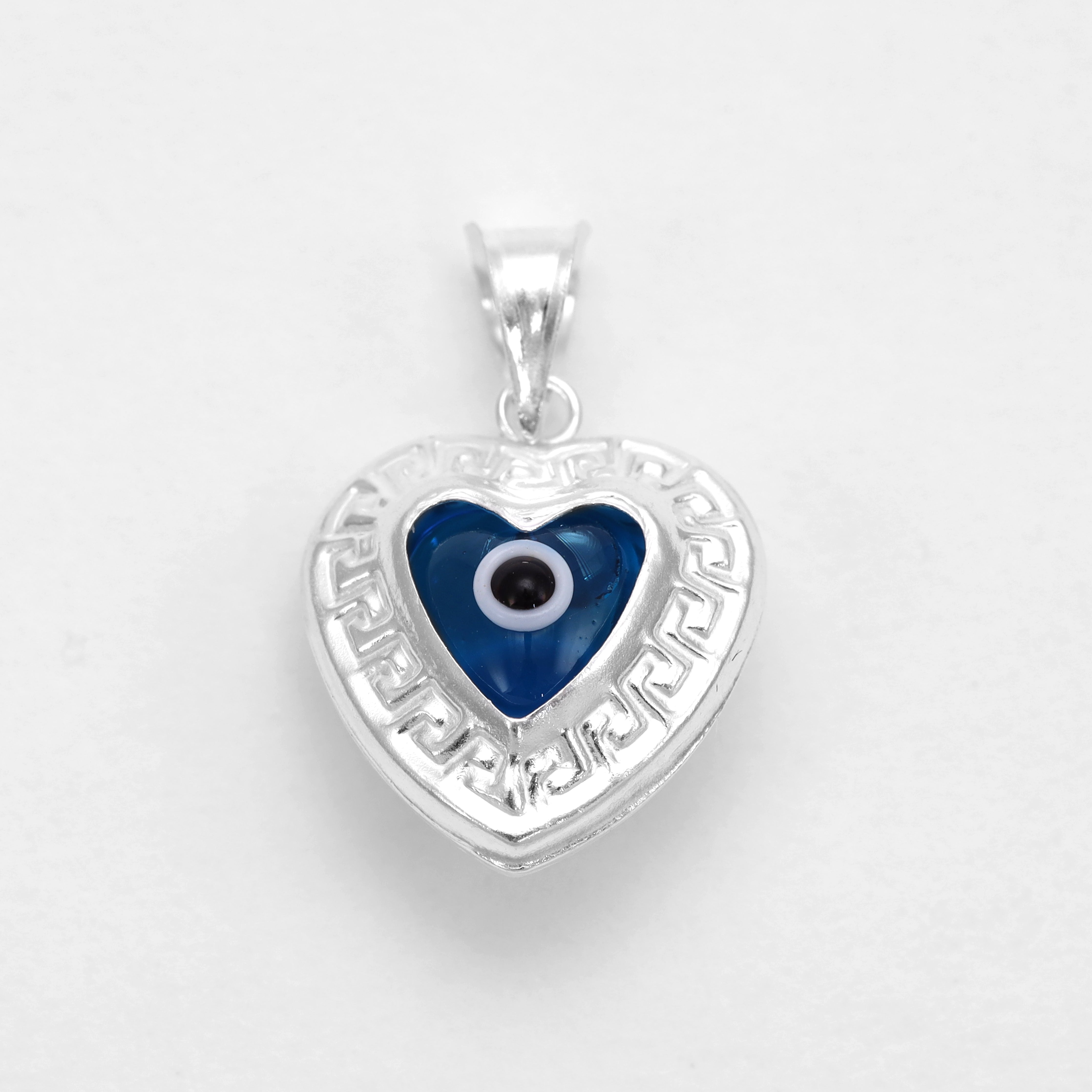 Herz Evil Eye Anhänger Santorini Design aus 925 Sterlingsilber Kettenanhänger - Taipan Schmuck