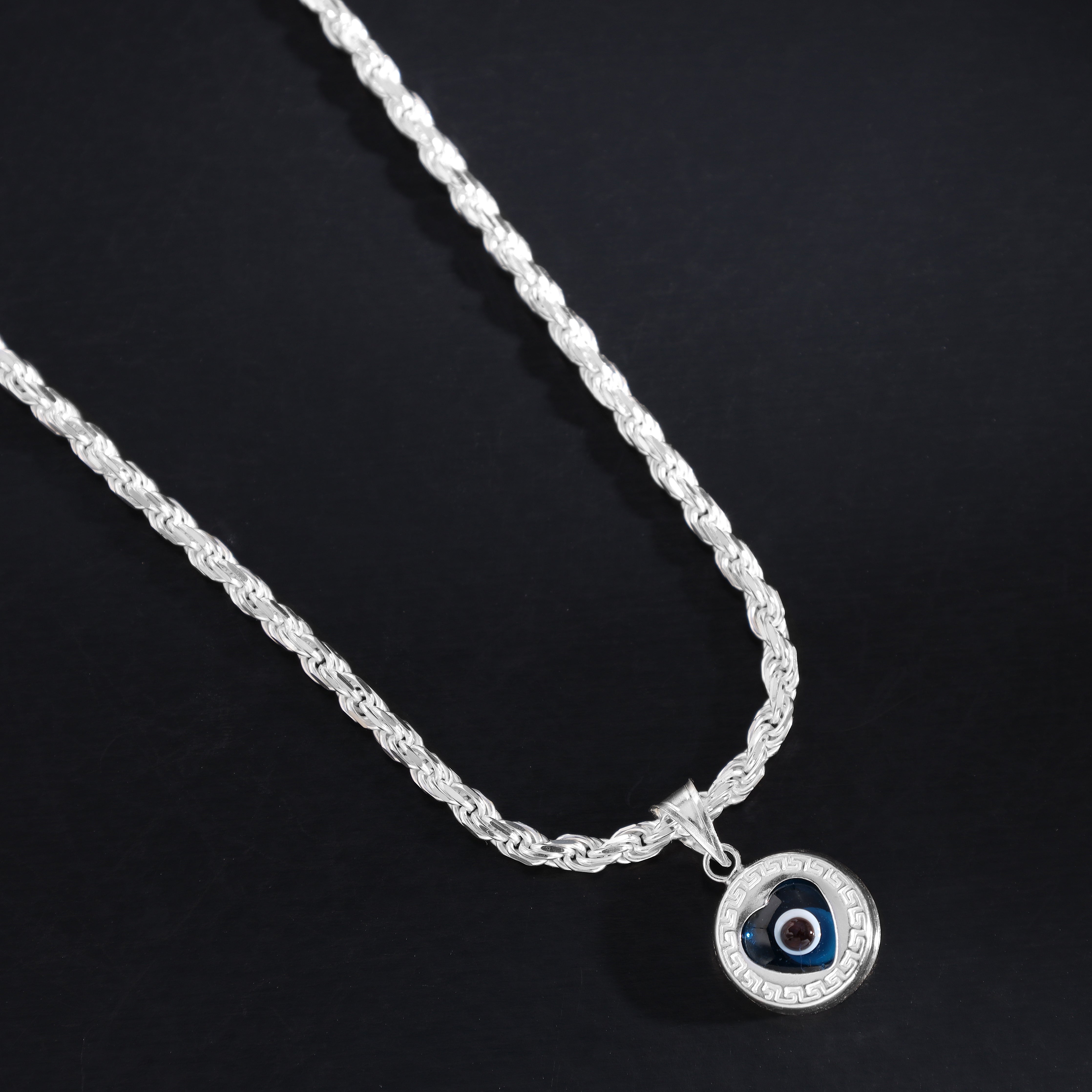 Nazar Evil Eye Herzform Anhänger Santorini Design aus 925 Sterlingsilber Kettenanhänger - Taipan Schmuck