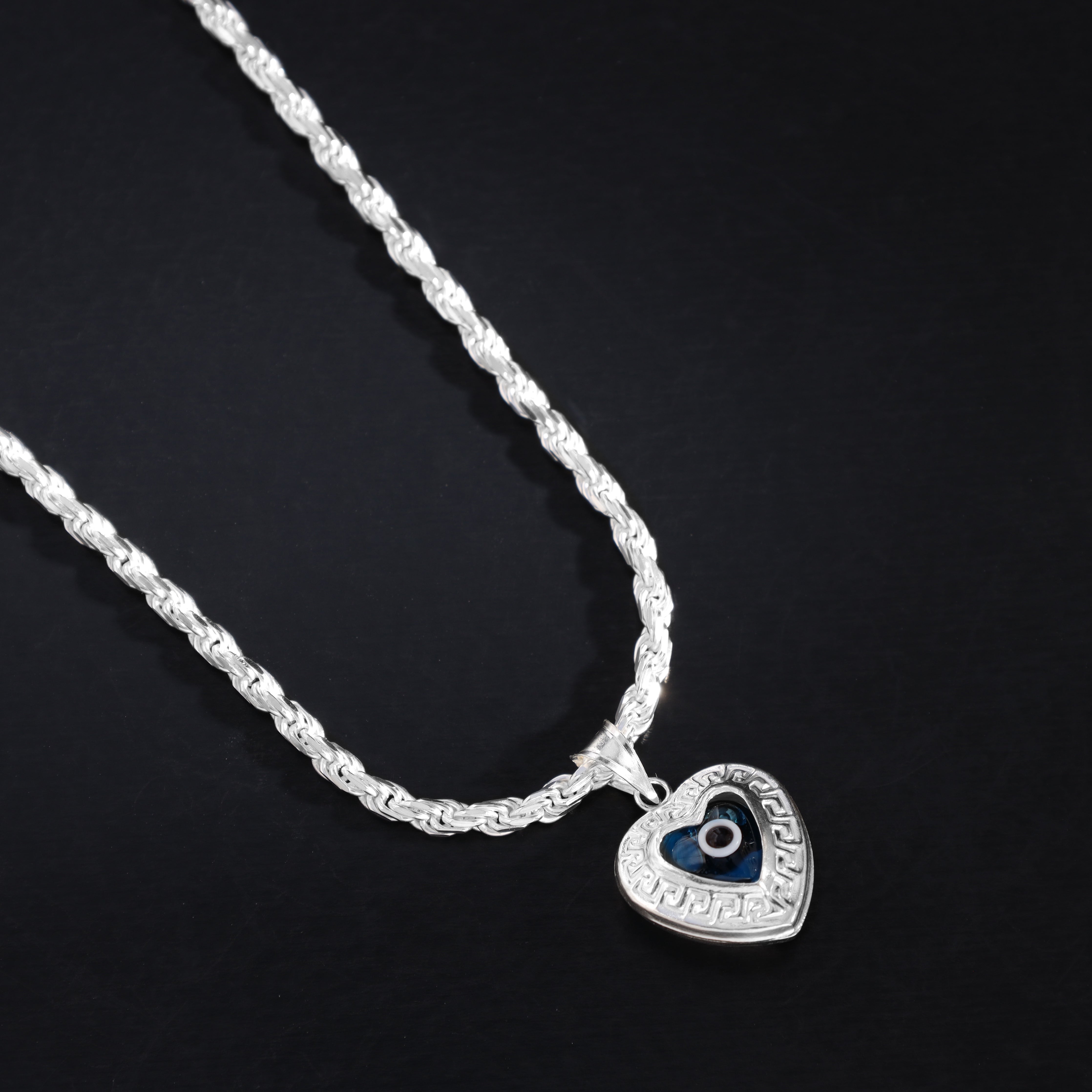 Herz Evil Eye Anhänger Santorini Design aus 925 Sterlingsilber Kettenanhänger - Taipan Schmuck