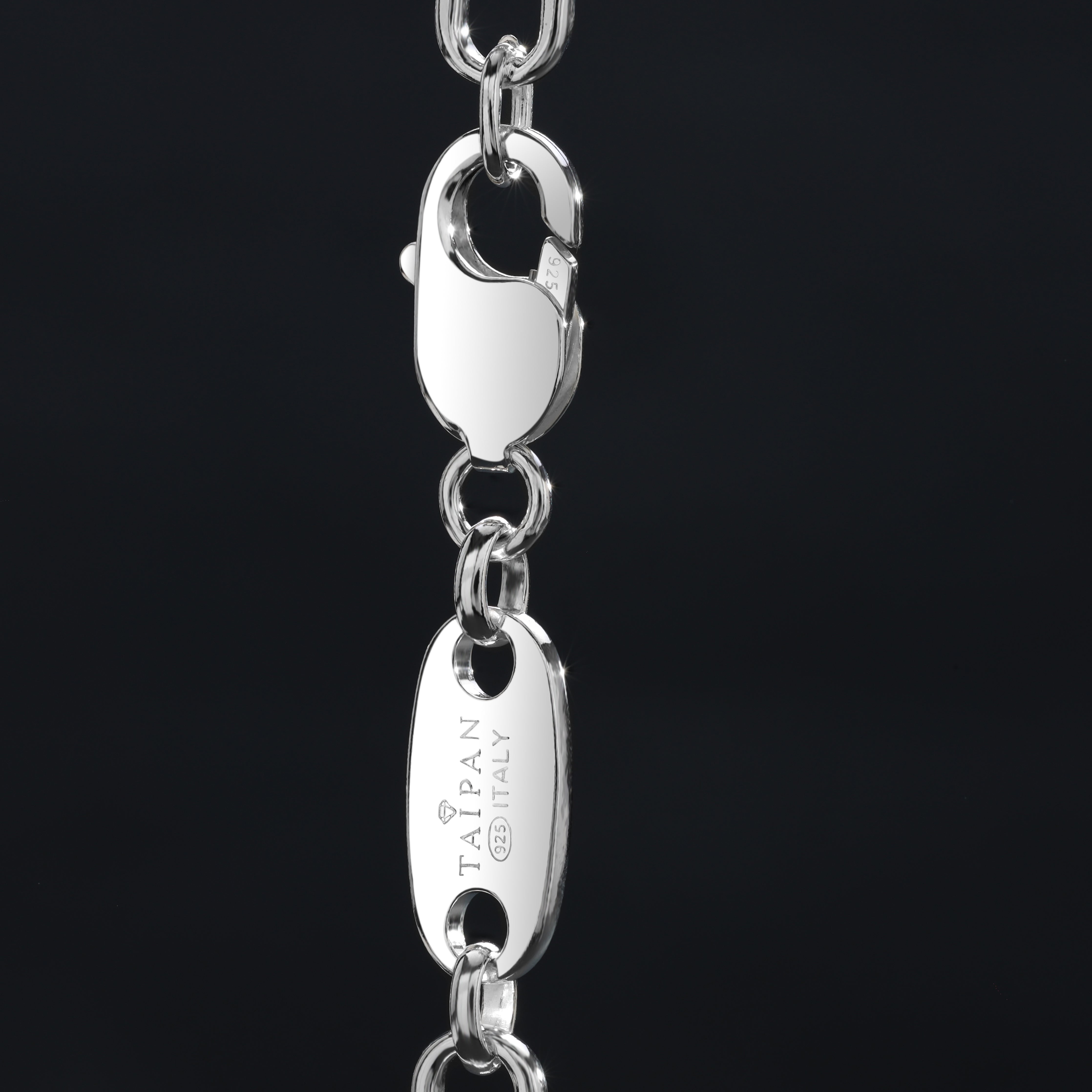 10mm Plattenkette bewegliche Steigbügelkette - 925 Silber - Taipan Schmuck