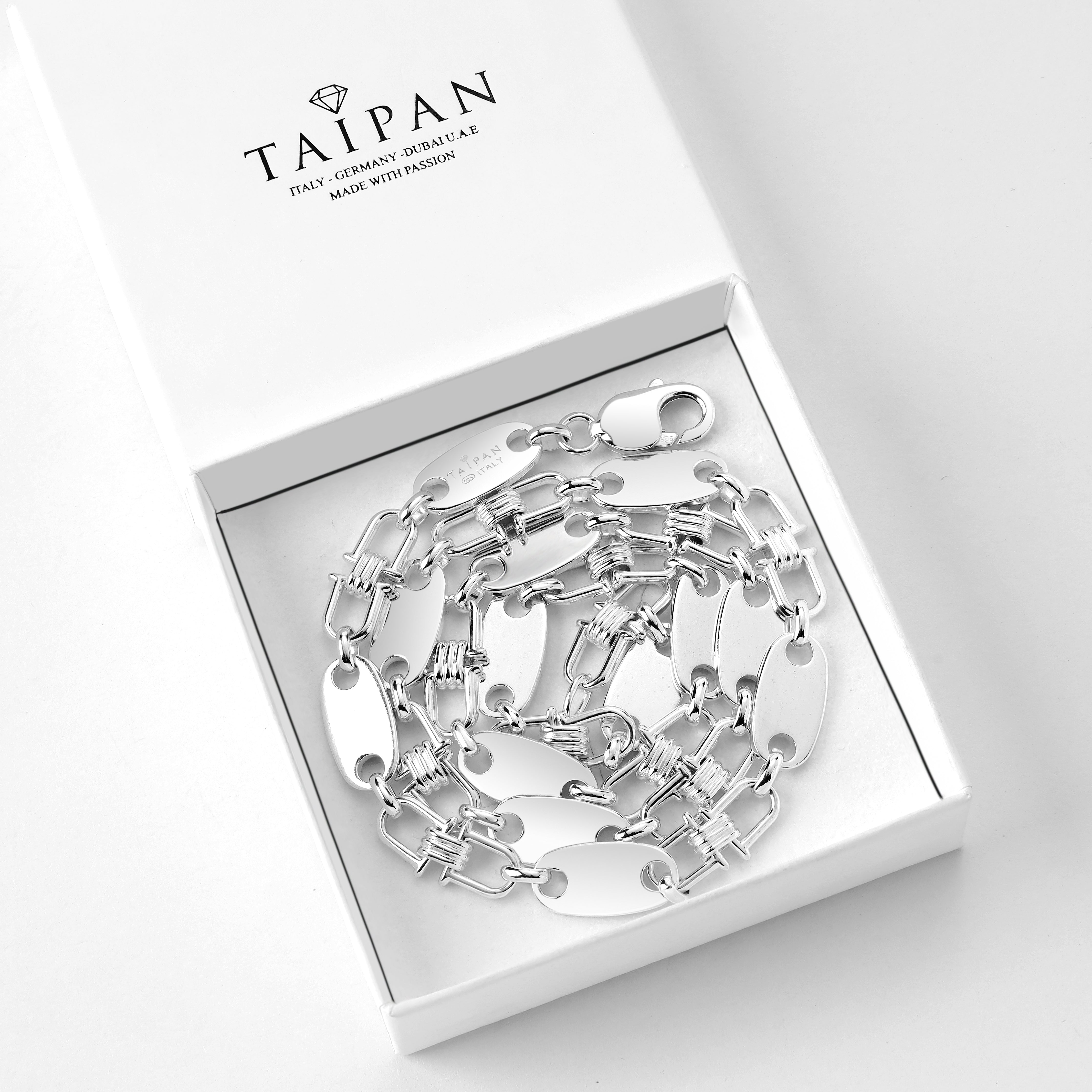 10mm Plattenkette aus 925 Silber - Taipan Schmuck