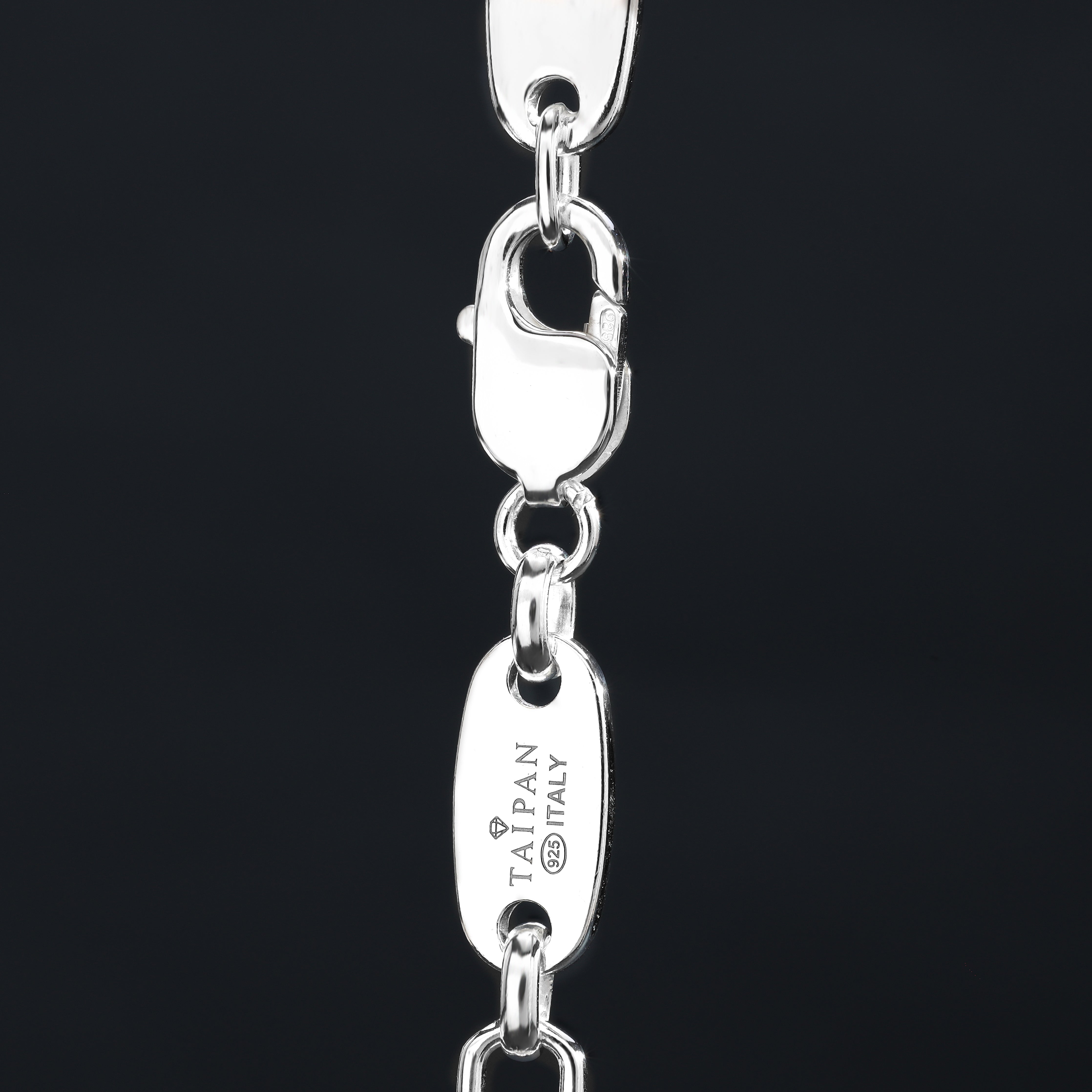 8mm Plattenkette bewegliche Steigbügelkette - 925 Silber - Taipan Schmuck