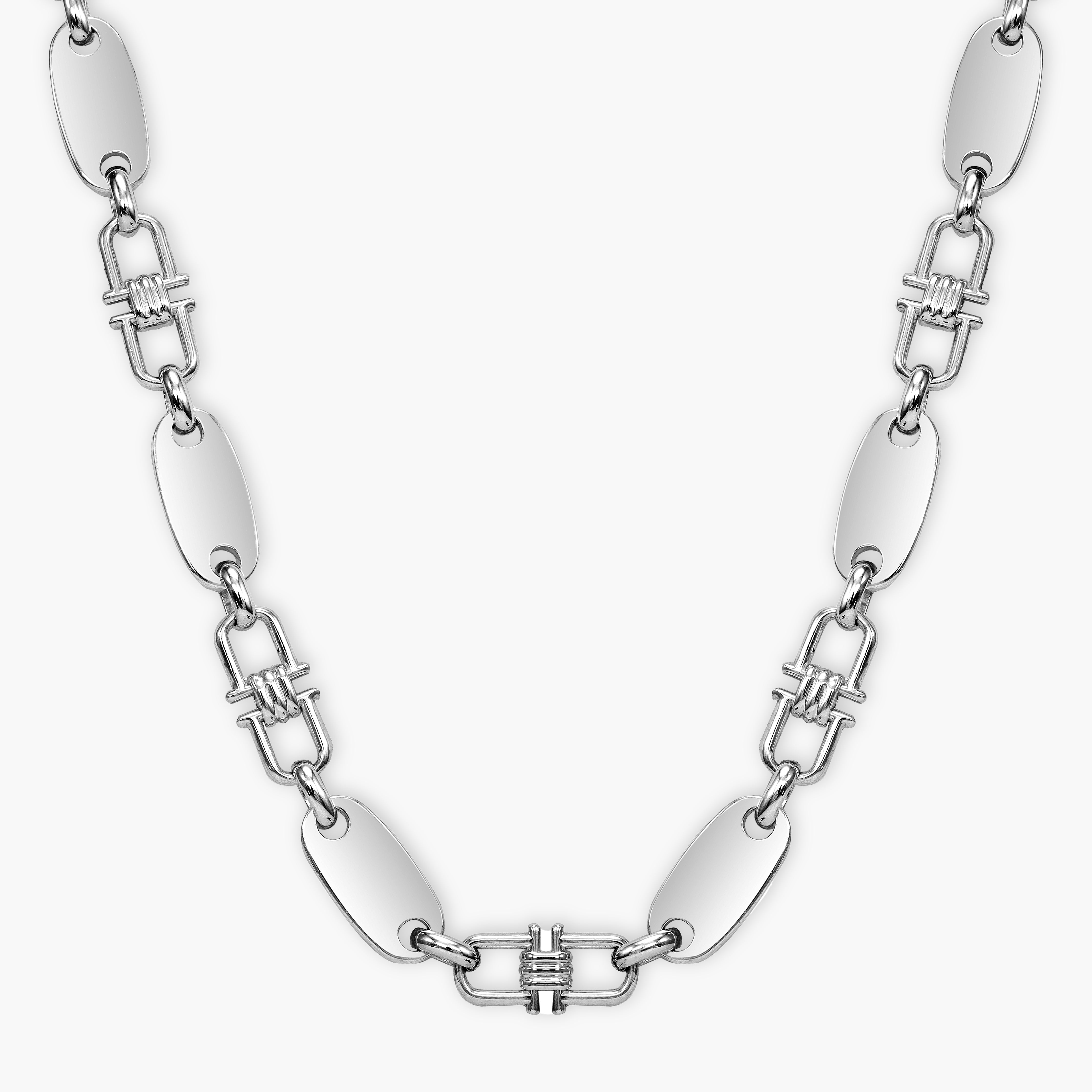 8mm Plattenkette bewegliche Steigbügelkette - 925 Silber - Taipan Schmuck